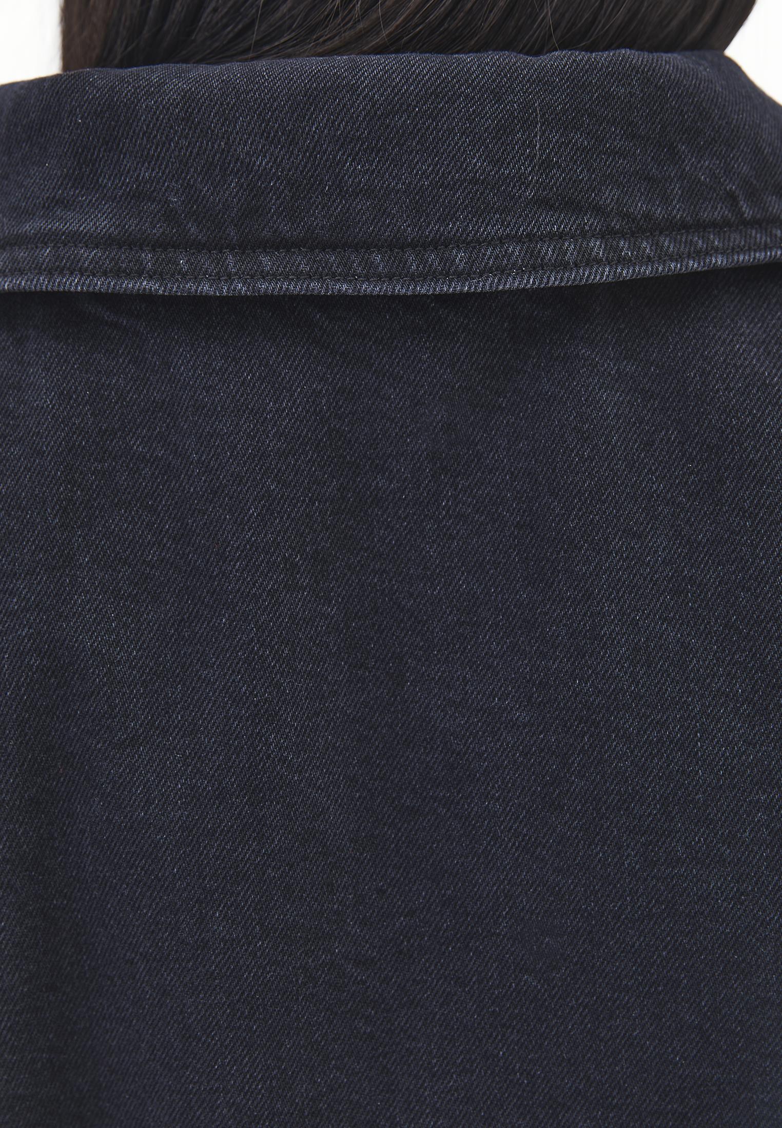 Oversize High Neck Bomber Jacket - BLACK DENIM