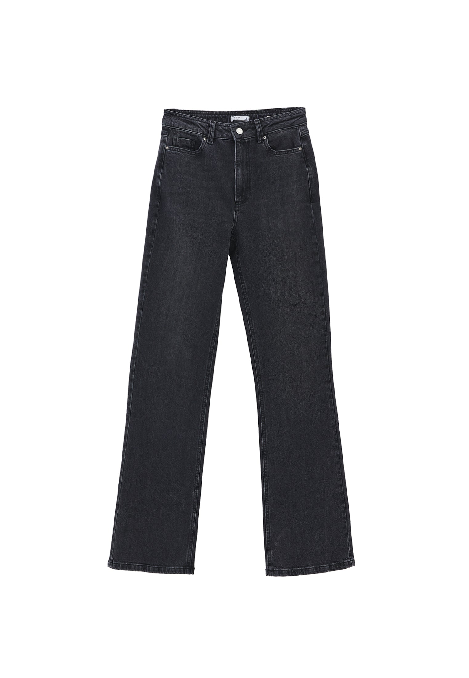Ultra High Waist Straight Leg Denim Pants - BLACK DENIM