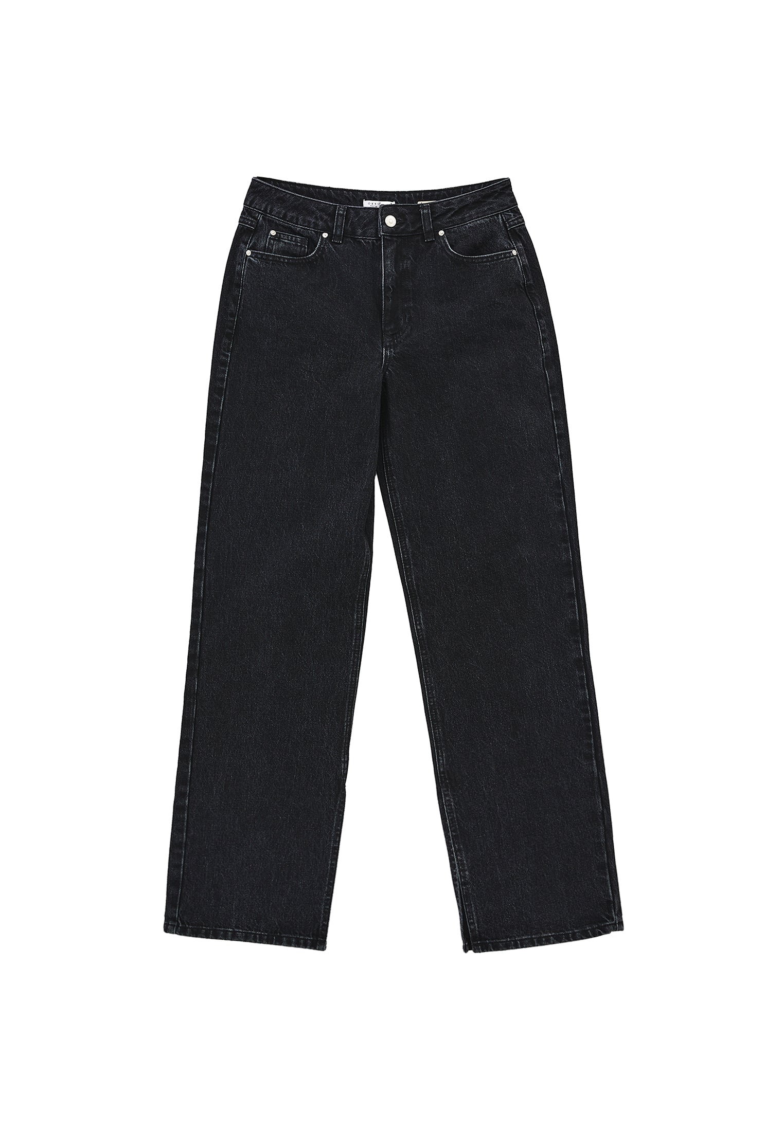 Straight Leg Women's Pants - BLACK DENIM