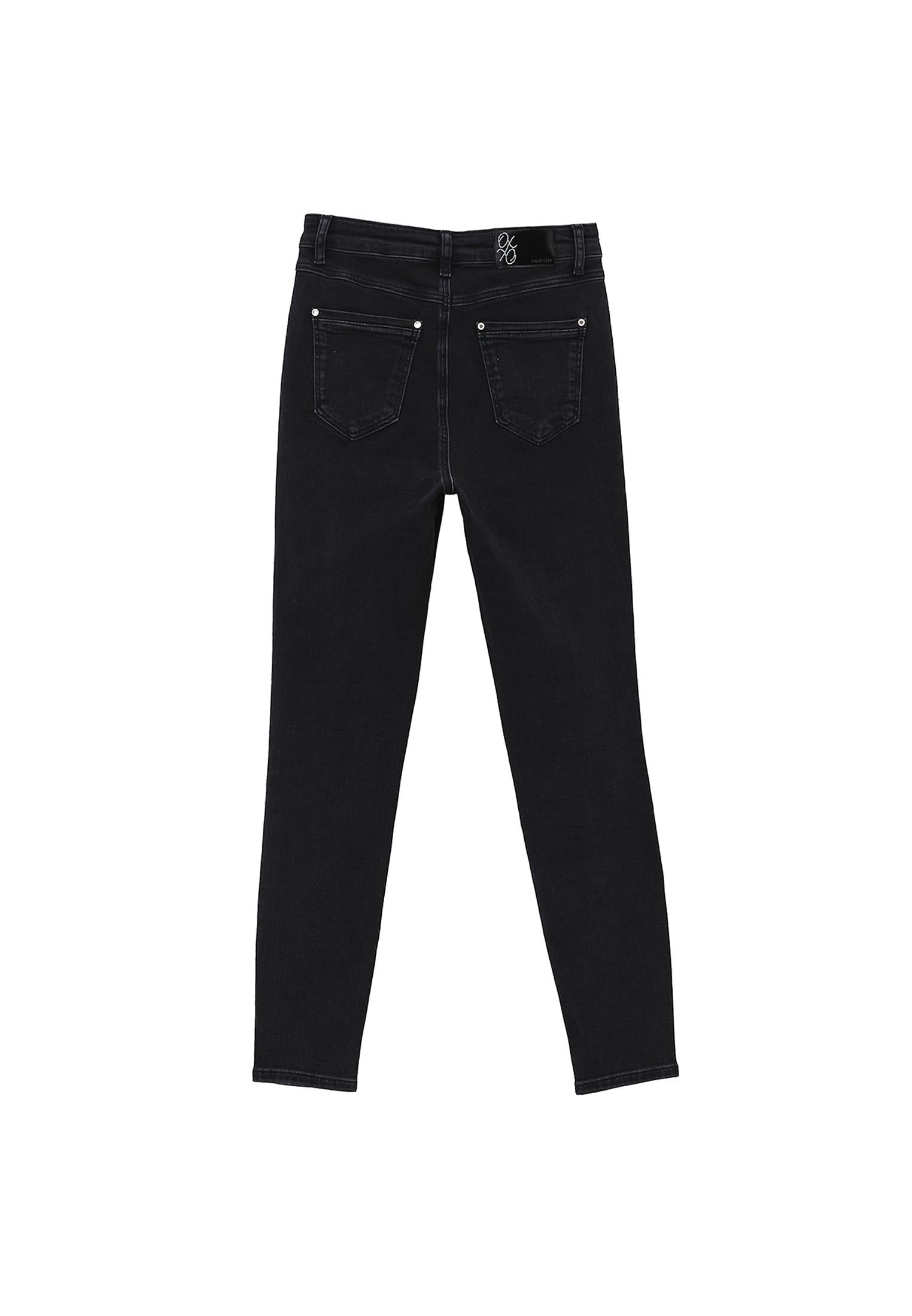 Ultra High Waist Skinny Jeans - BLACK DENIM