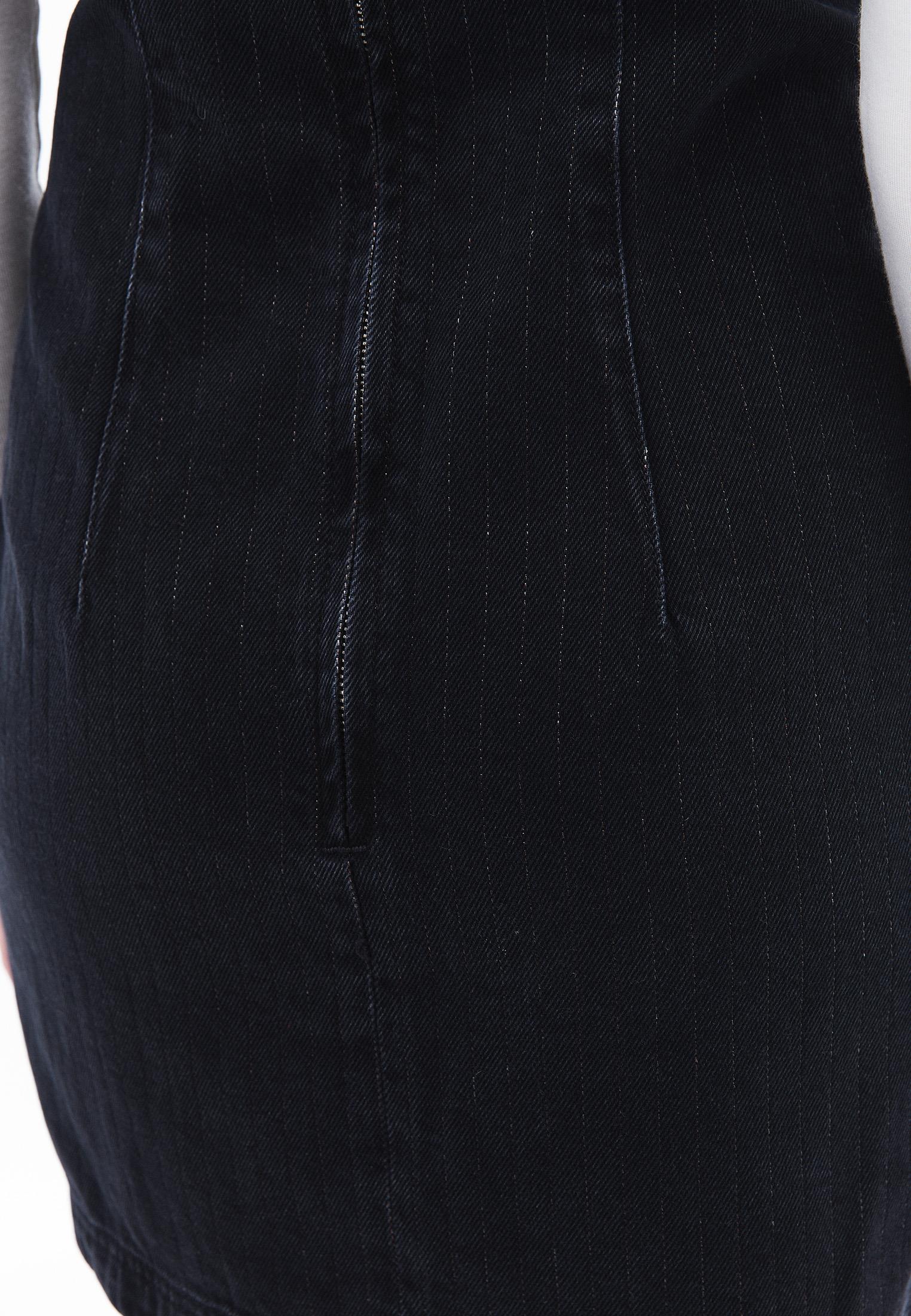 Short Dress With Square Neckline - BLACK DENIM