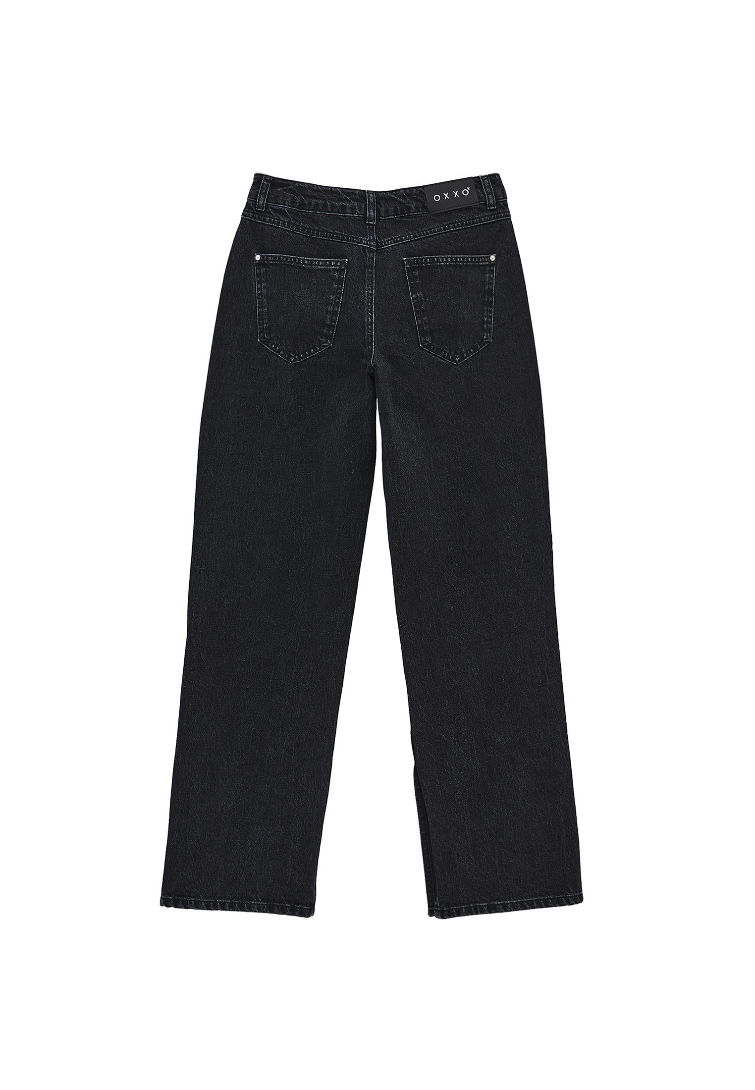 Straight Straight Leg Women's Pants - BLACK DENIM