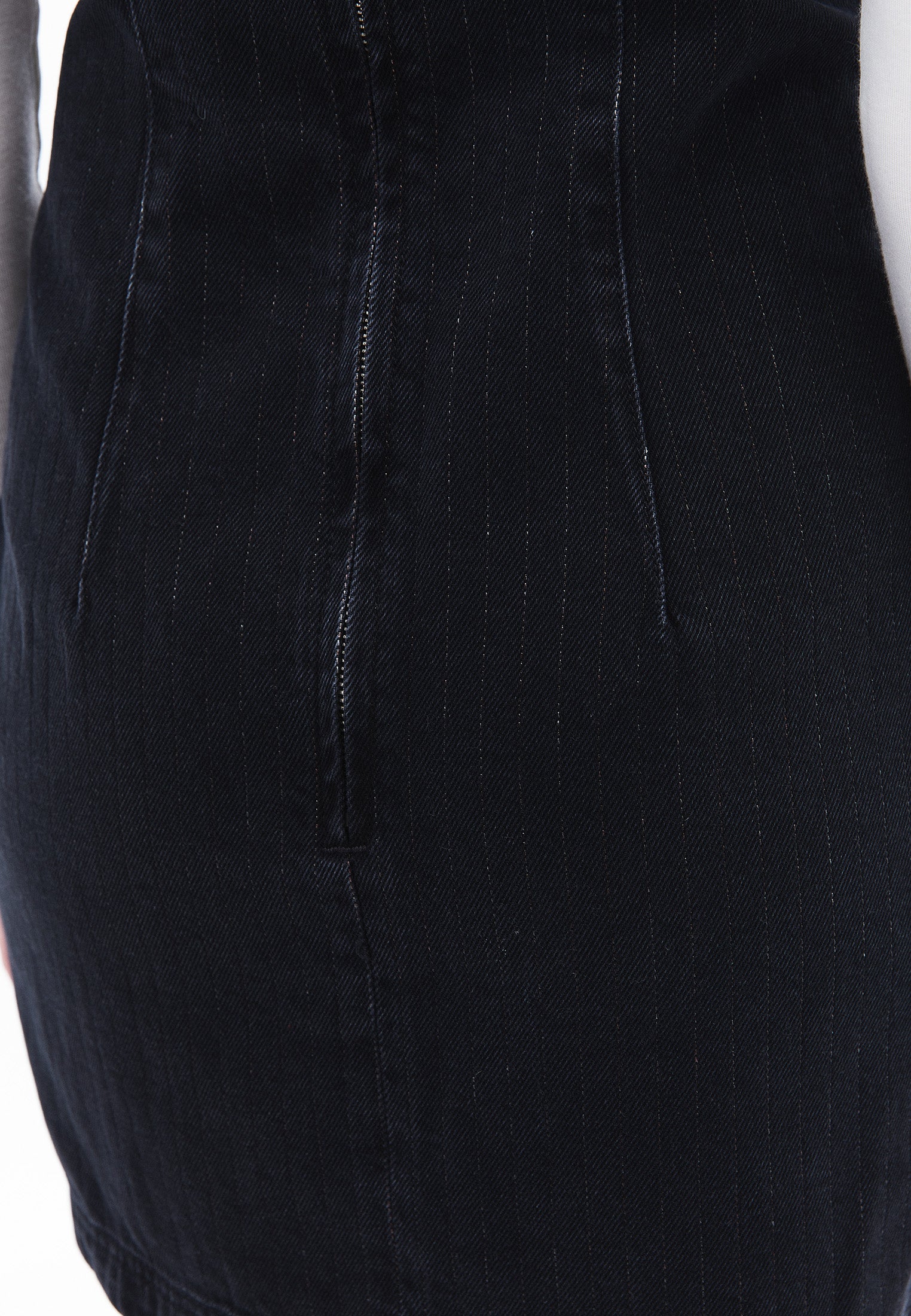 Short Dress With Square Neckline - BLACK DENIM