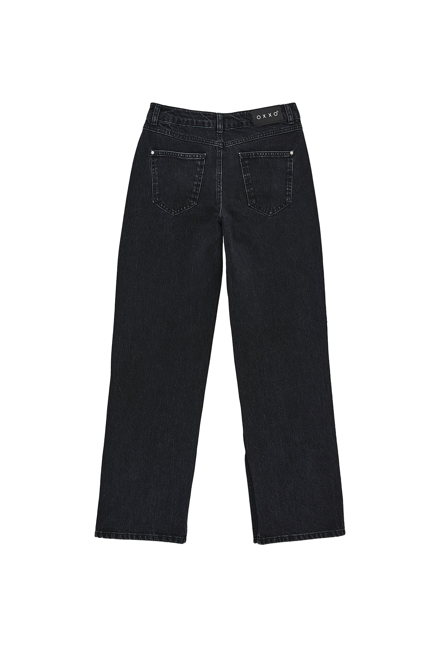 Straight Leg Women's Pants - BLACK DENIM