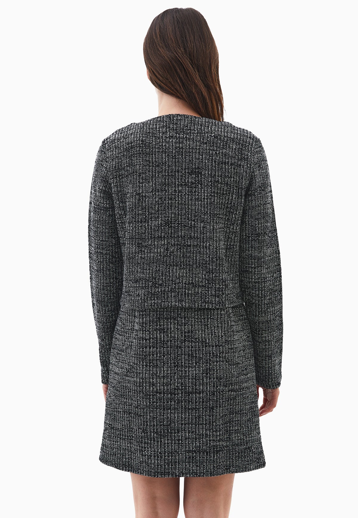 Buttoned Round Neck Cardigan - BLACK MELANGE