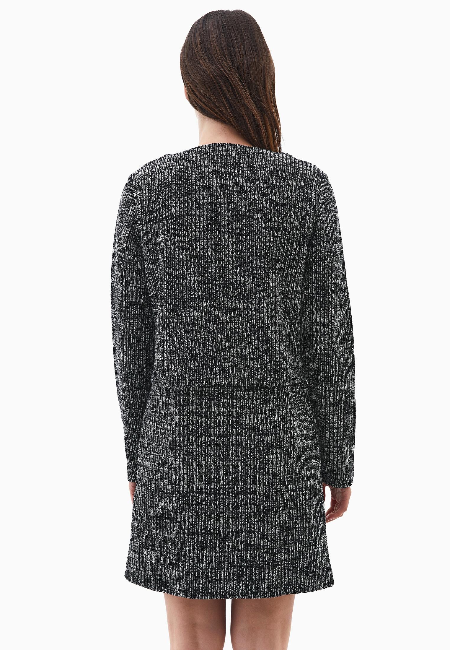 Buttoned Round Neck Cardigan - BLACK MELANGE
