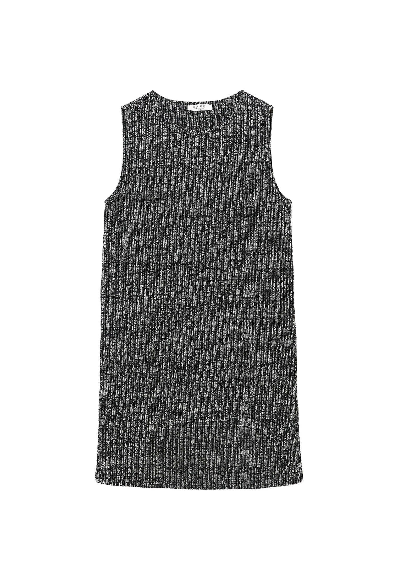 Sleeveless Dress With Crew Neck And Comfortable Fit - BLACK MELANGE
