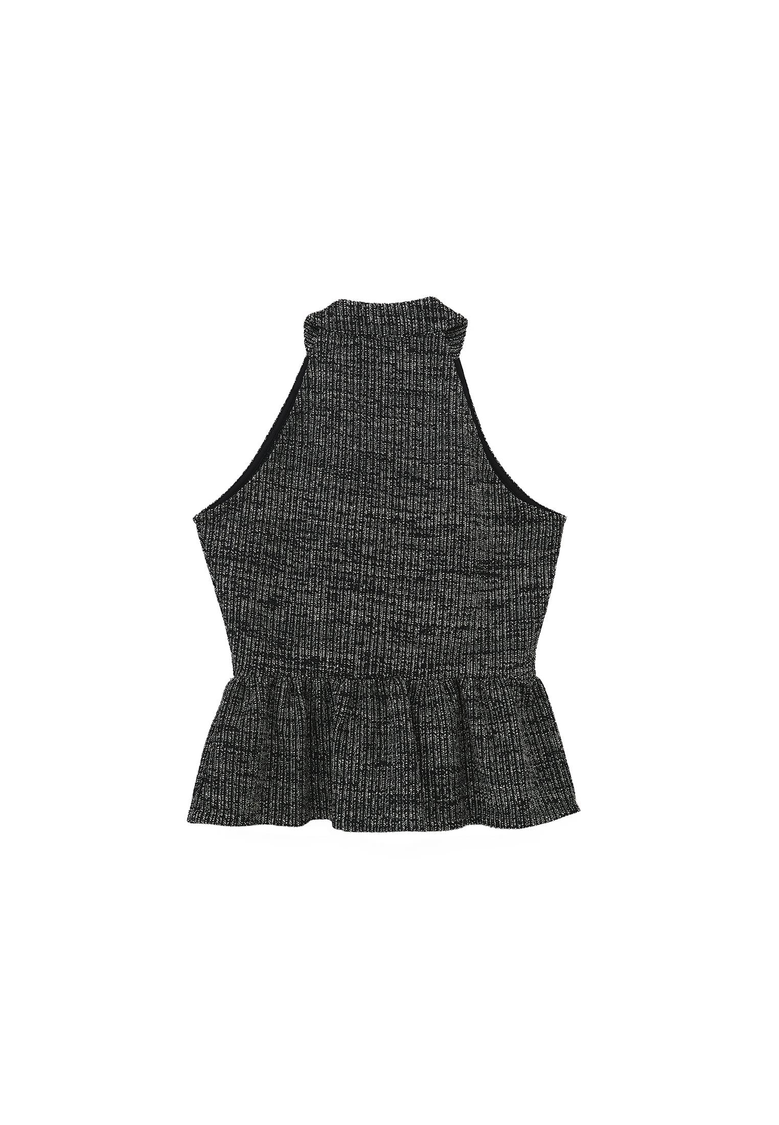 Vest With Button Details - BLACK MELANGE