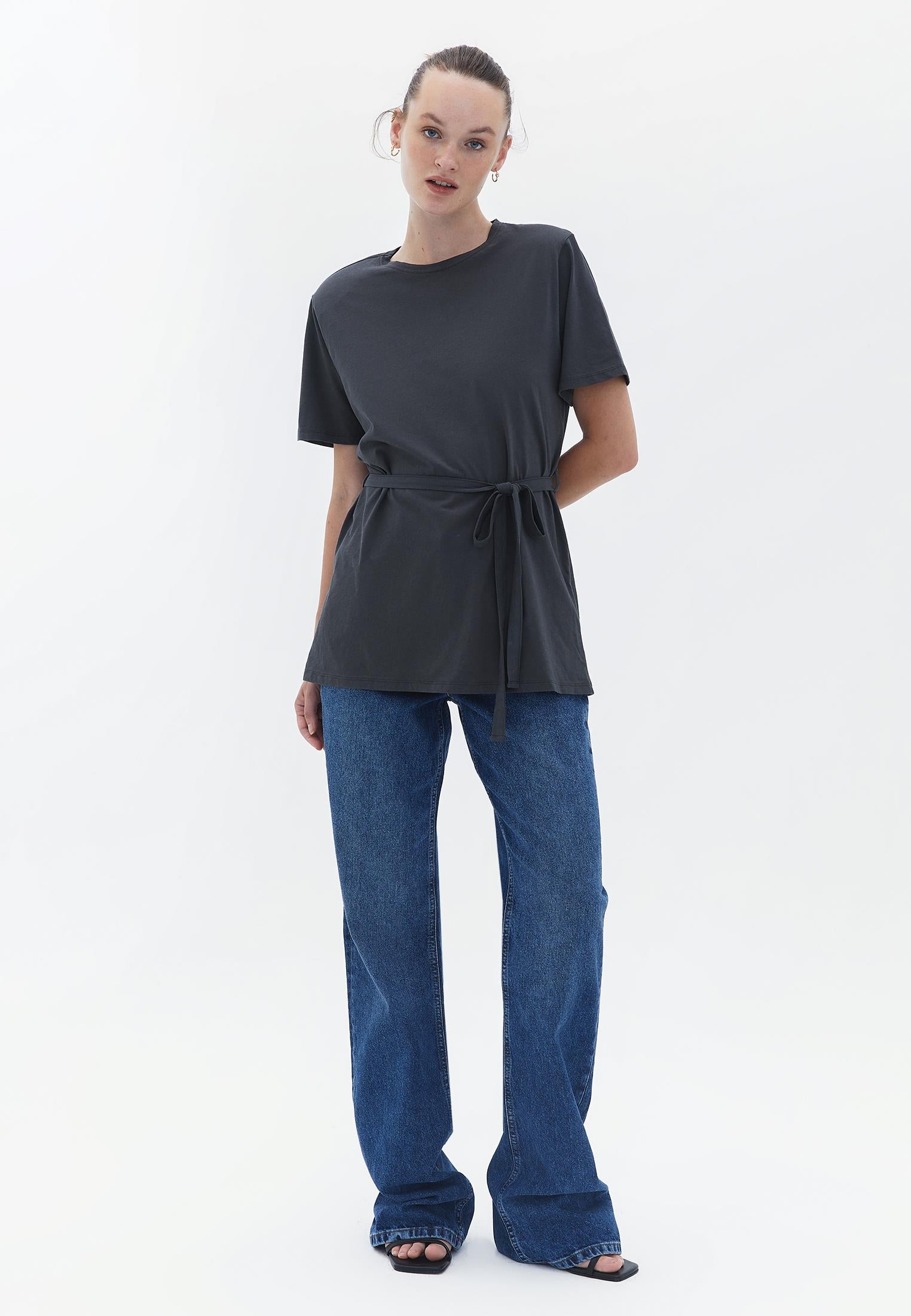 Tied Tunic T-Shirt - BLACK SAND