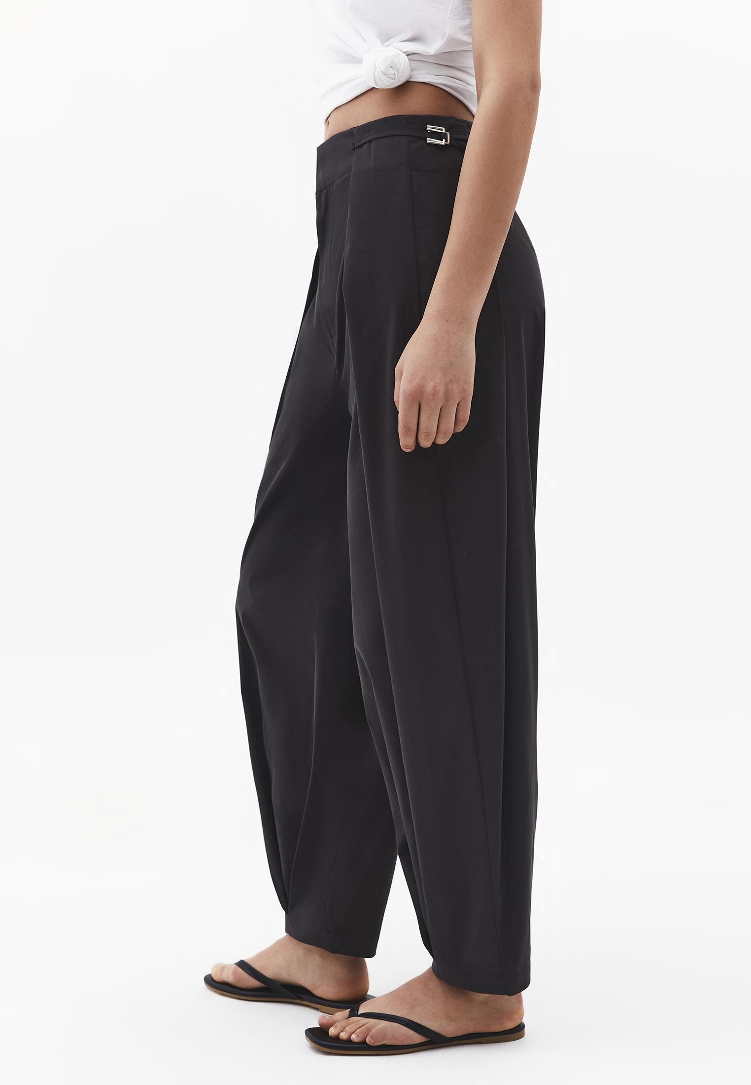 Balloon Form Women Pants - BLACK SAND