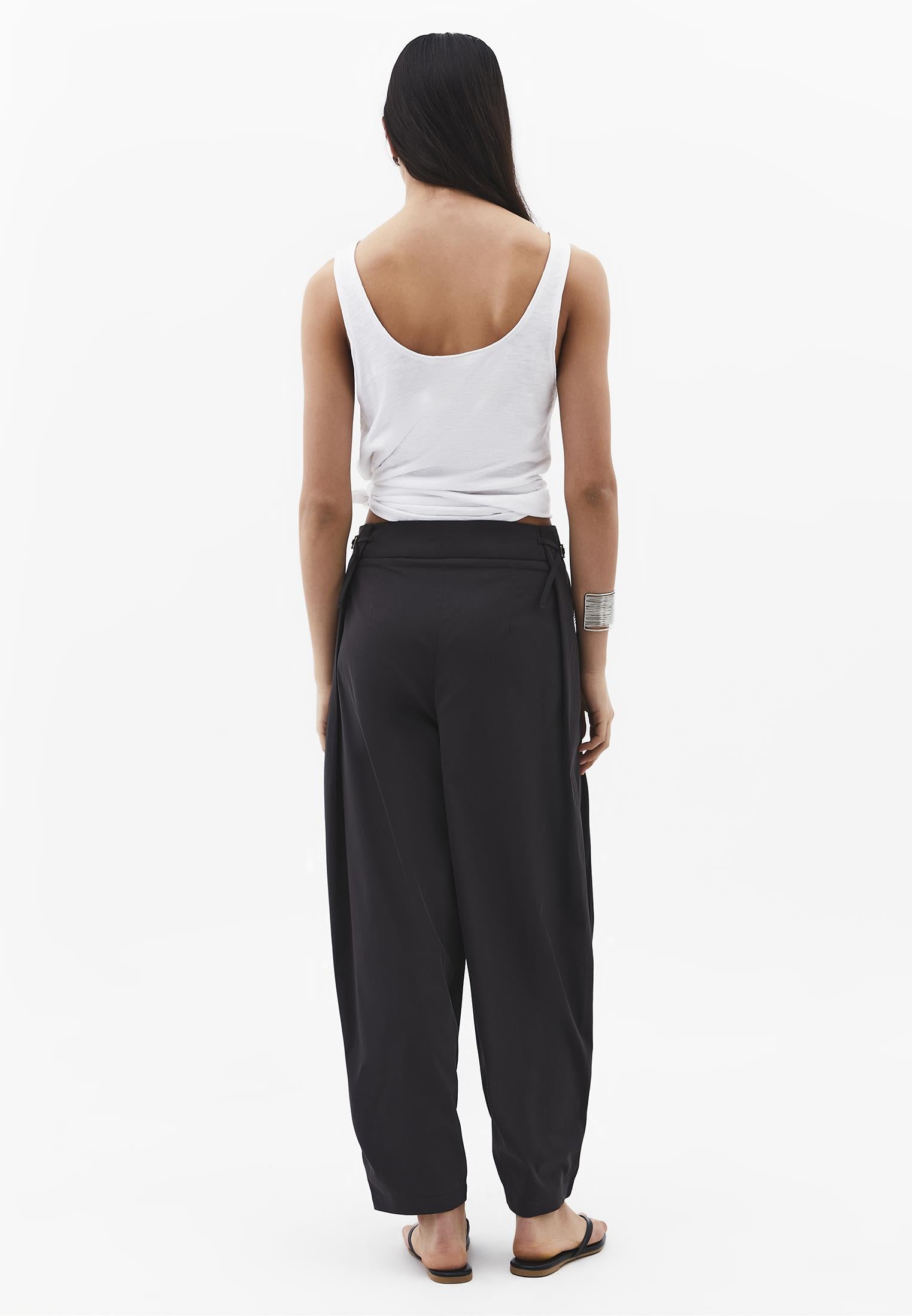 Balloon Form Women Pants - BLACK SAND