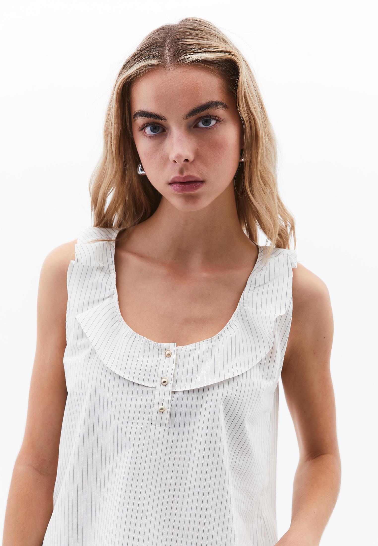 Ruffled Blouse - BLACK STRIPE
