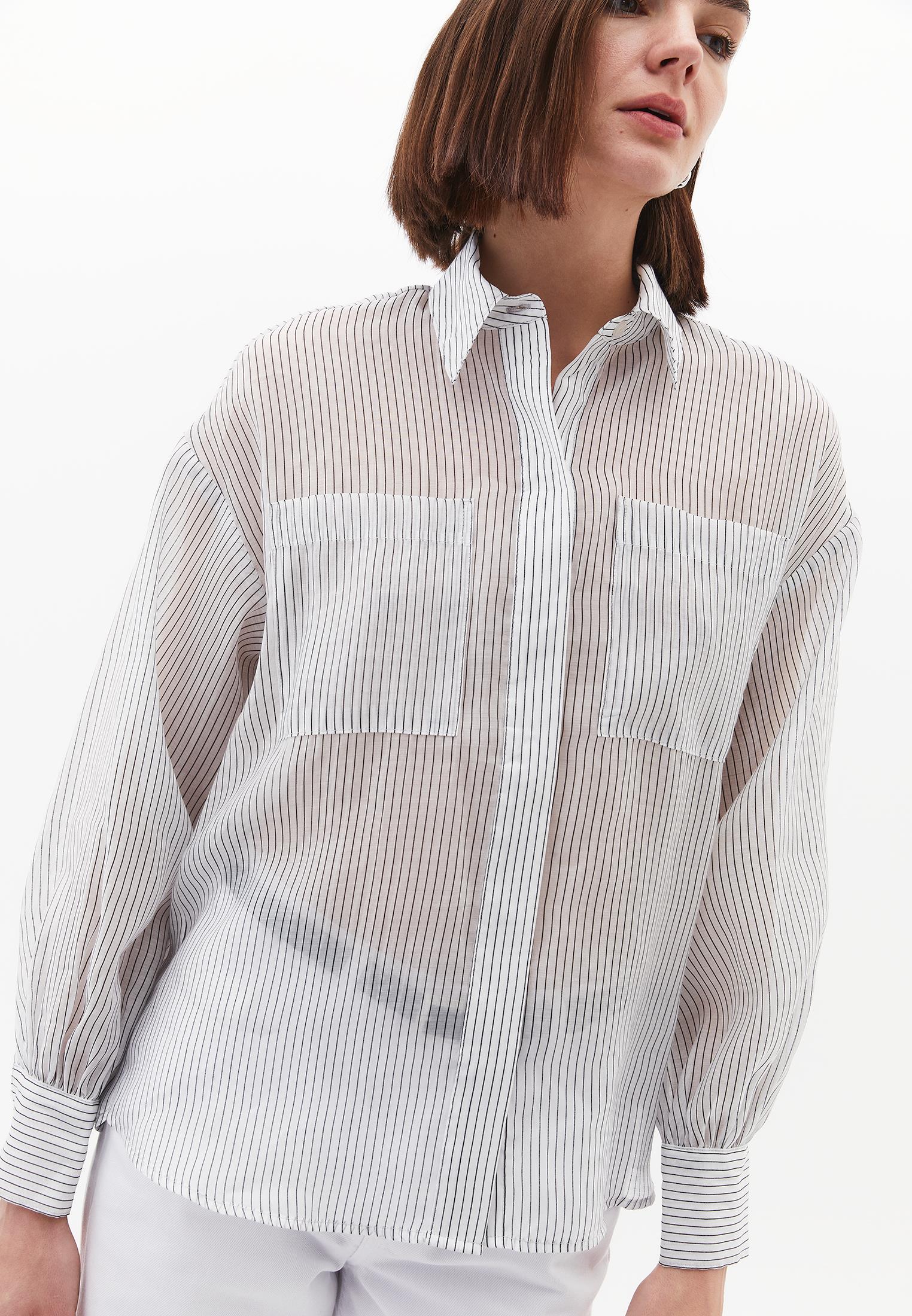 Striped Balloon Sleeve Shirt - BLACK STRIPE
