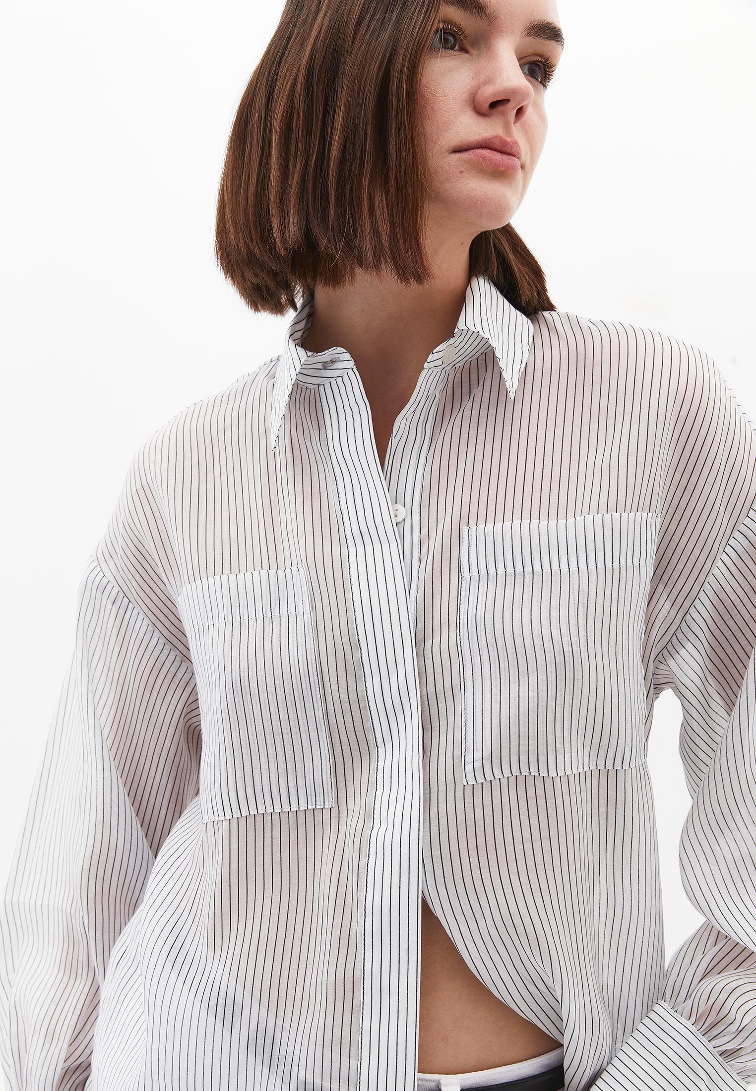 Striped Balloon Sleeve Shirt - BLACK STRIPE