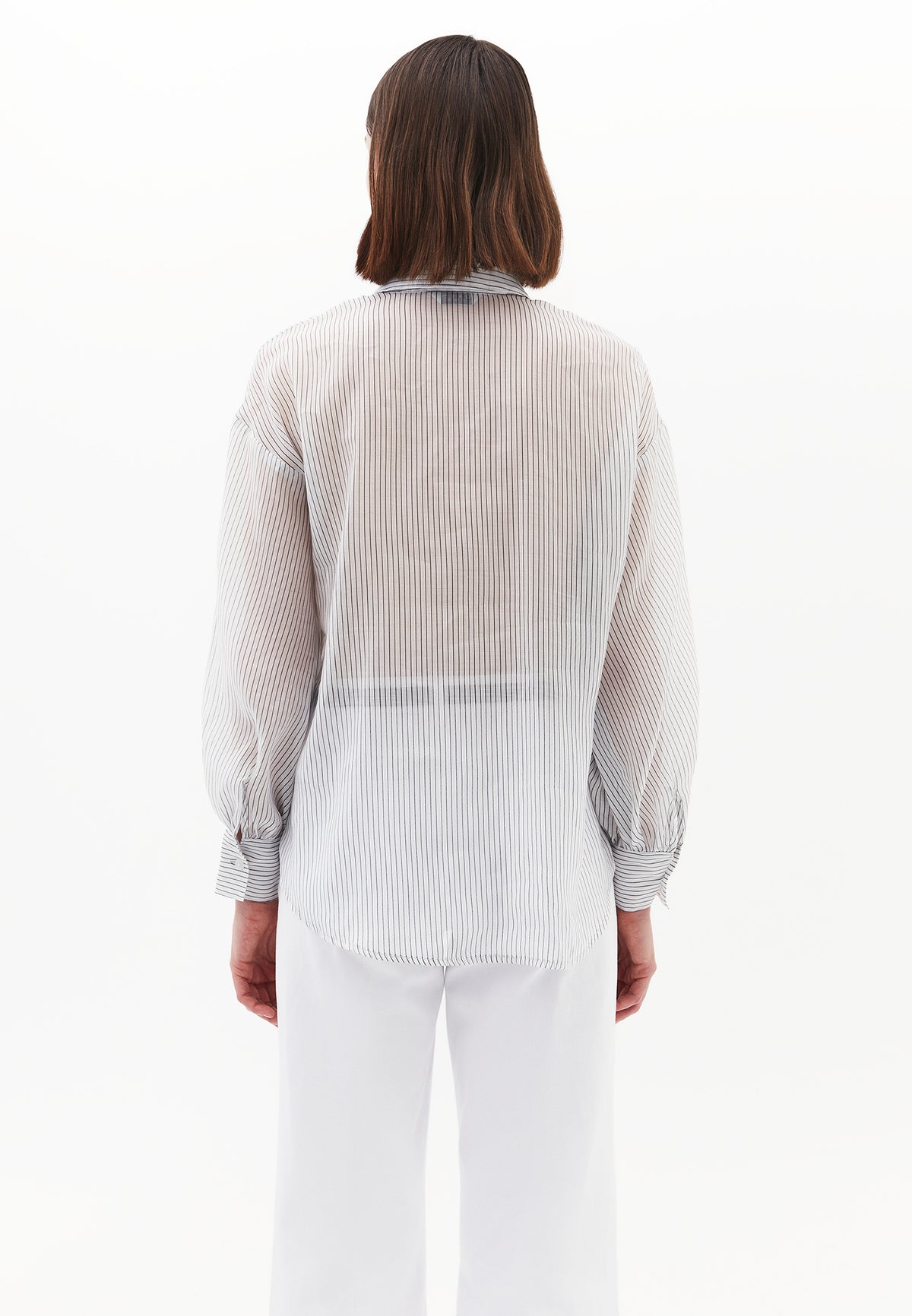 Striped Balloon Sleeve Shirt - BLACK STRIPE