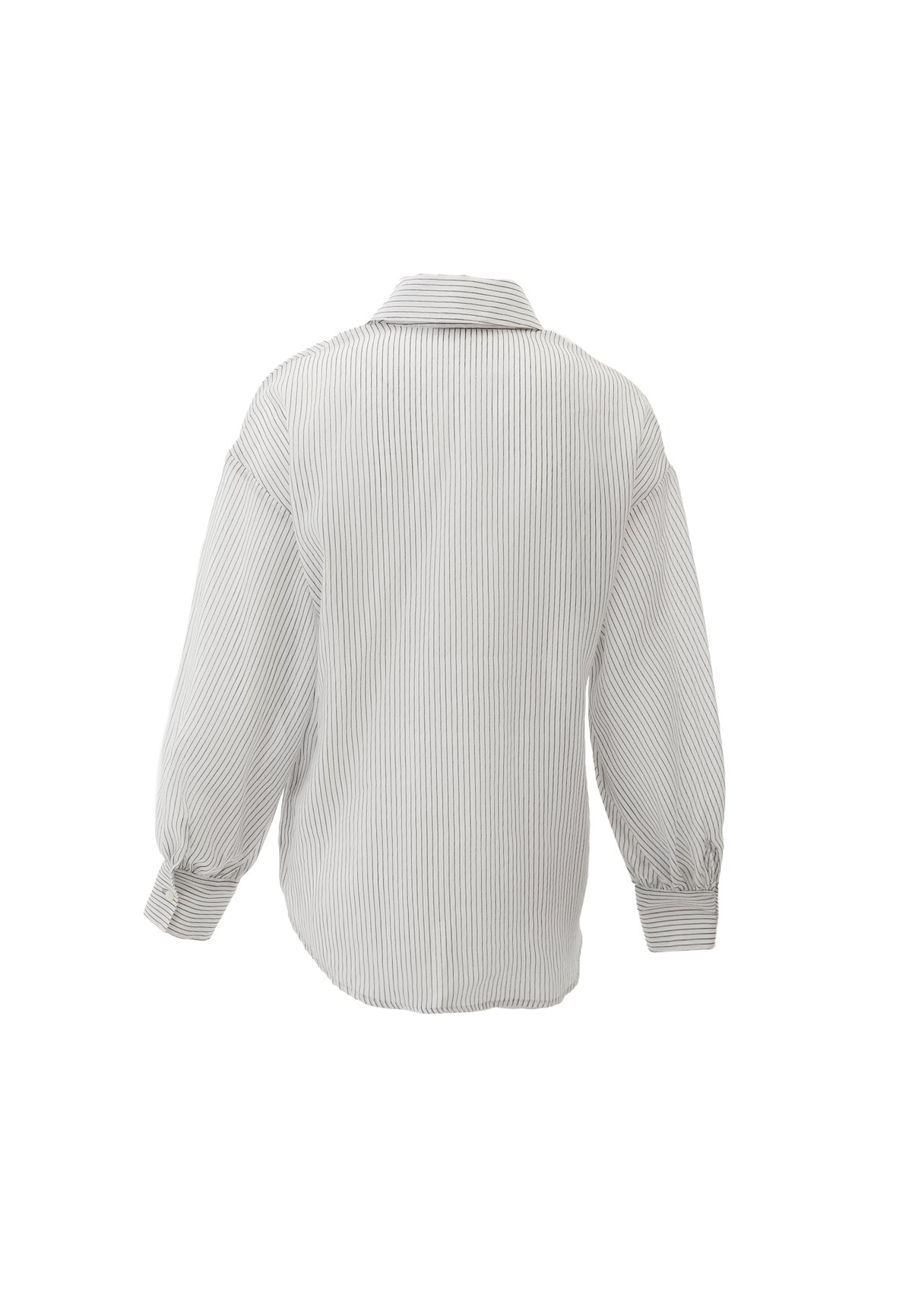 Striped Balloon Sleeve Shirt - BLACK STRIPE