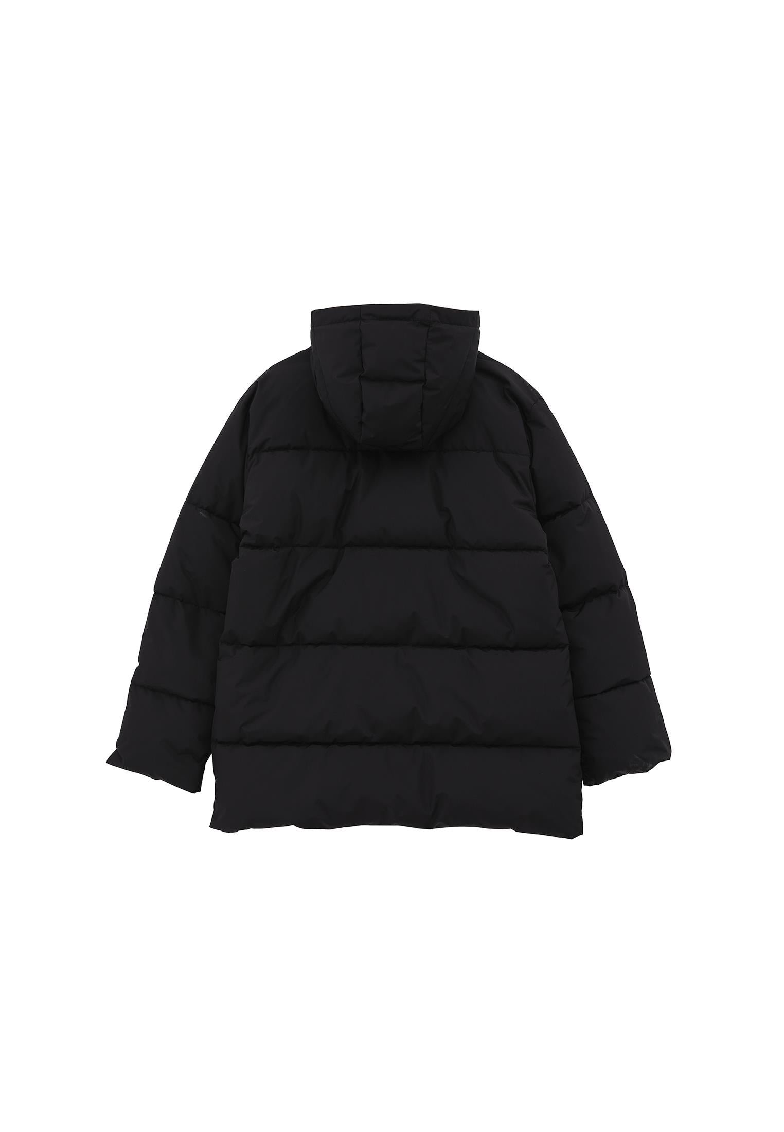 High Neck Midi Coat - BLACK