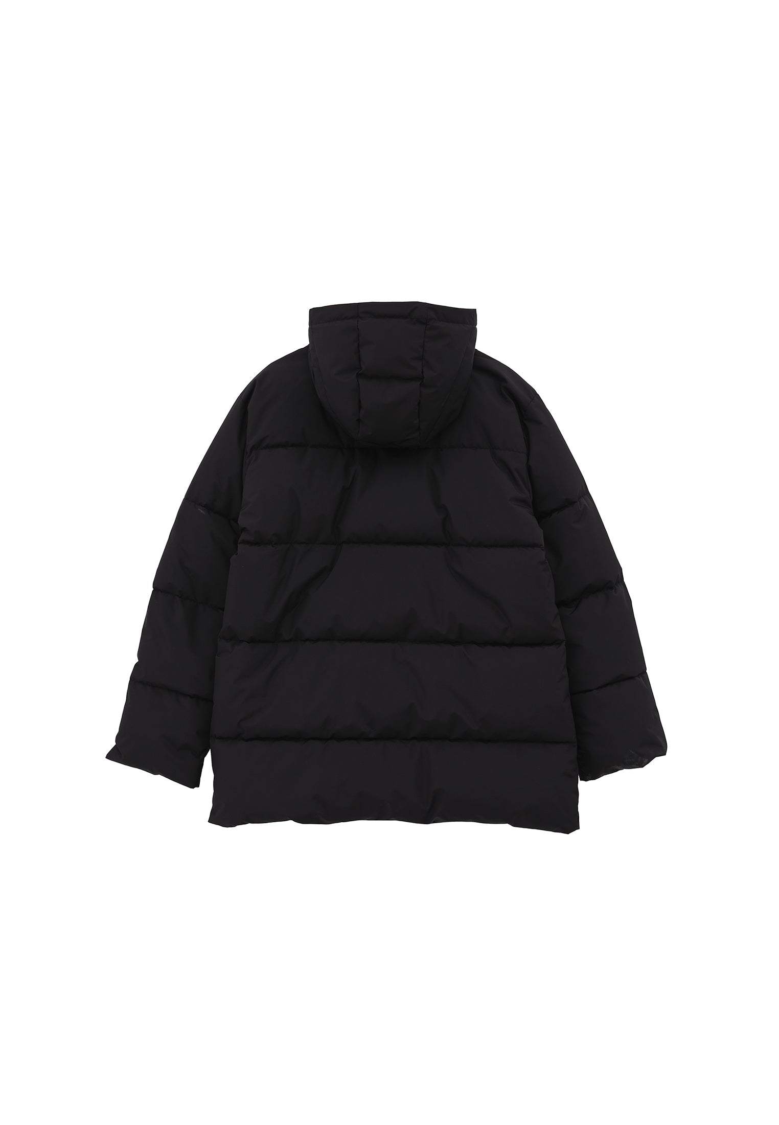 High Neck Midi Coat - BLACK