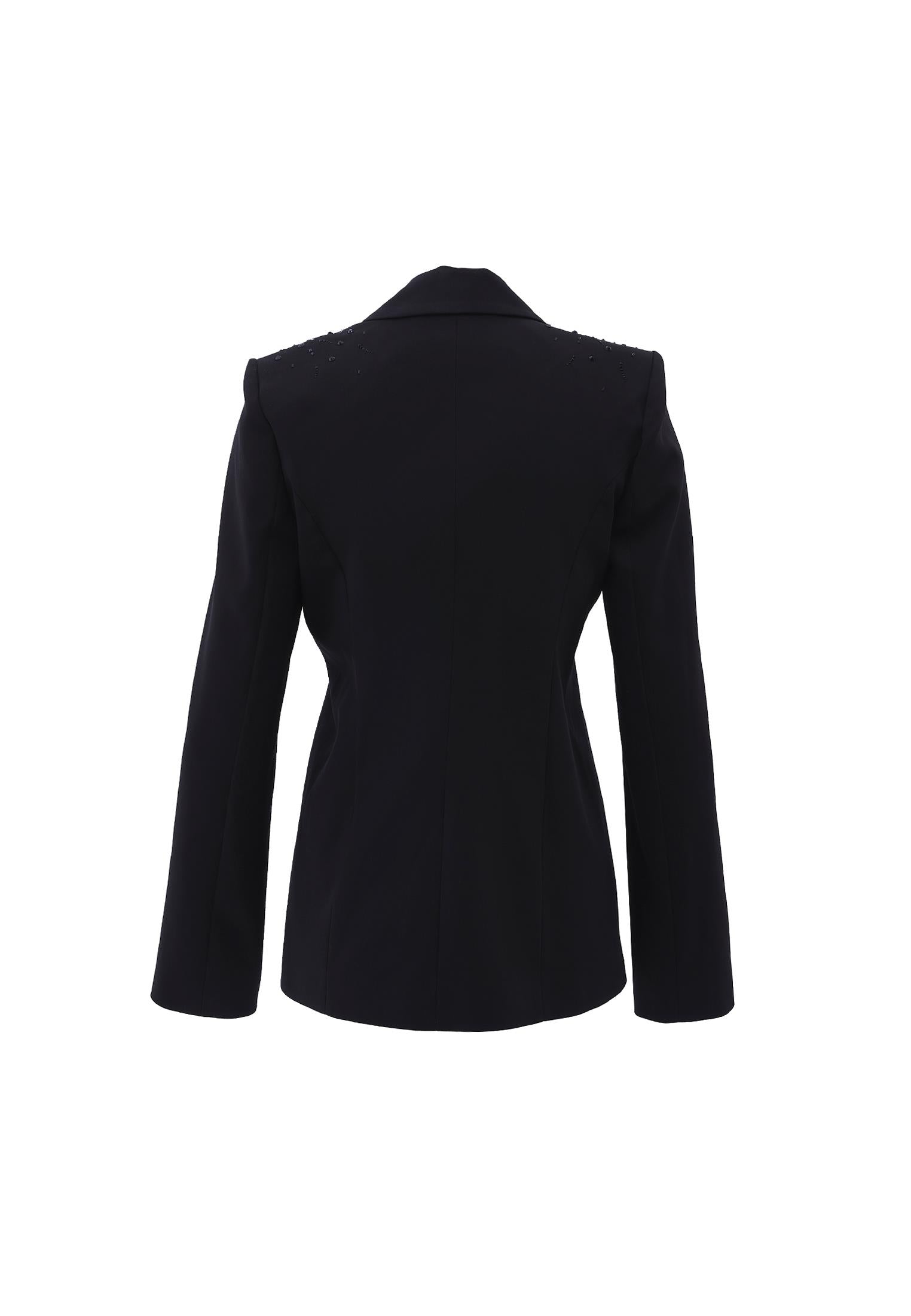 Shawl Collar Woven Blazer - BLACK