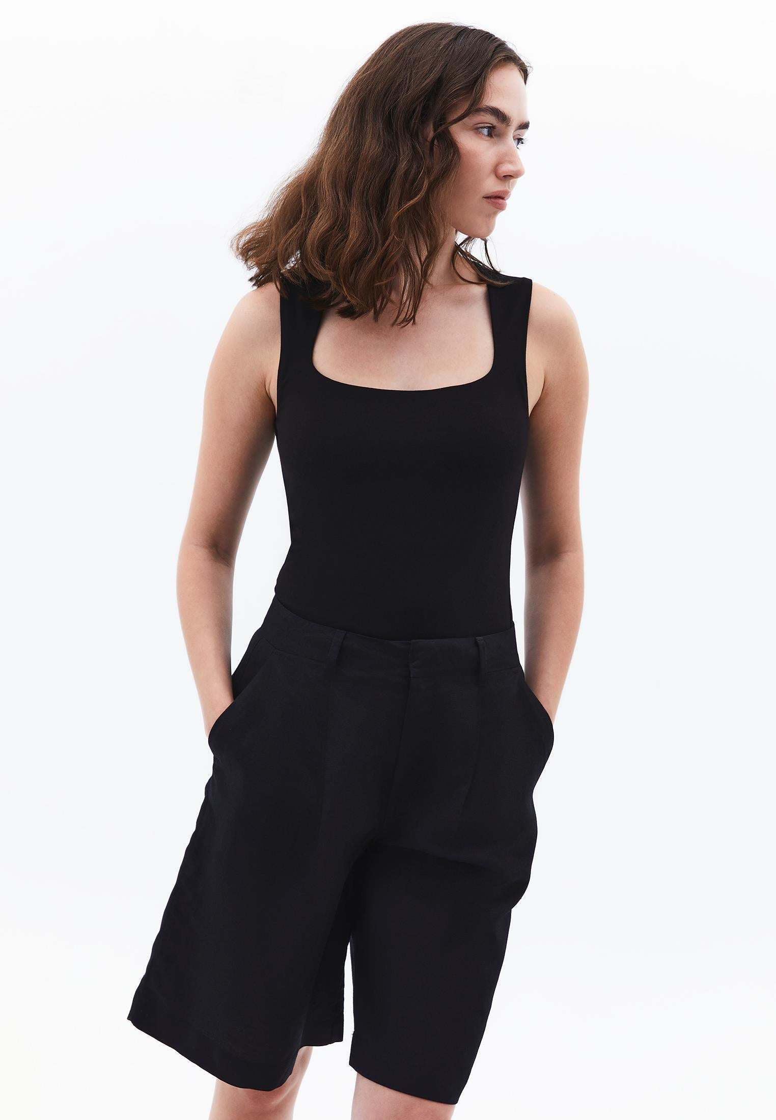 Square Neck Modal Tank Top - BLACK