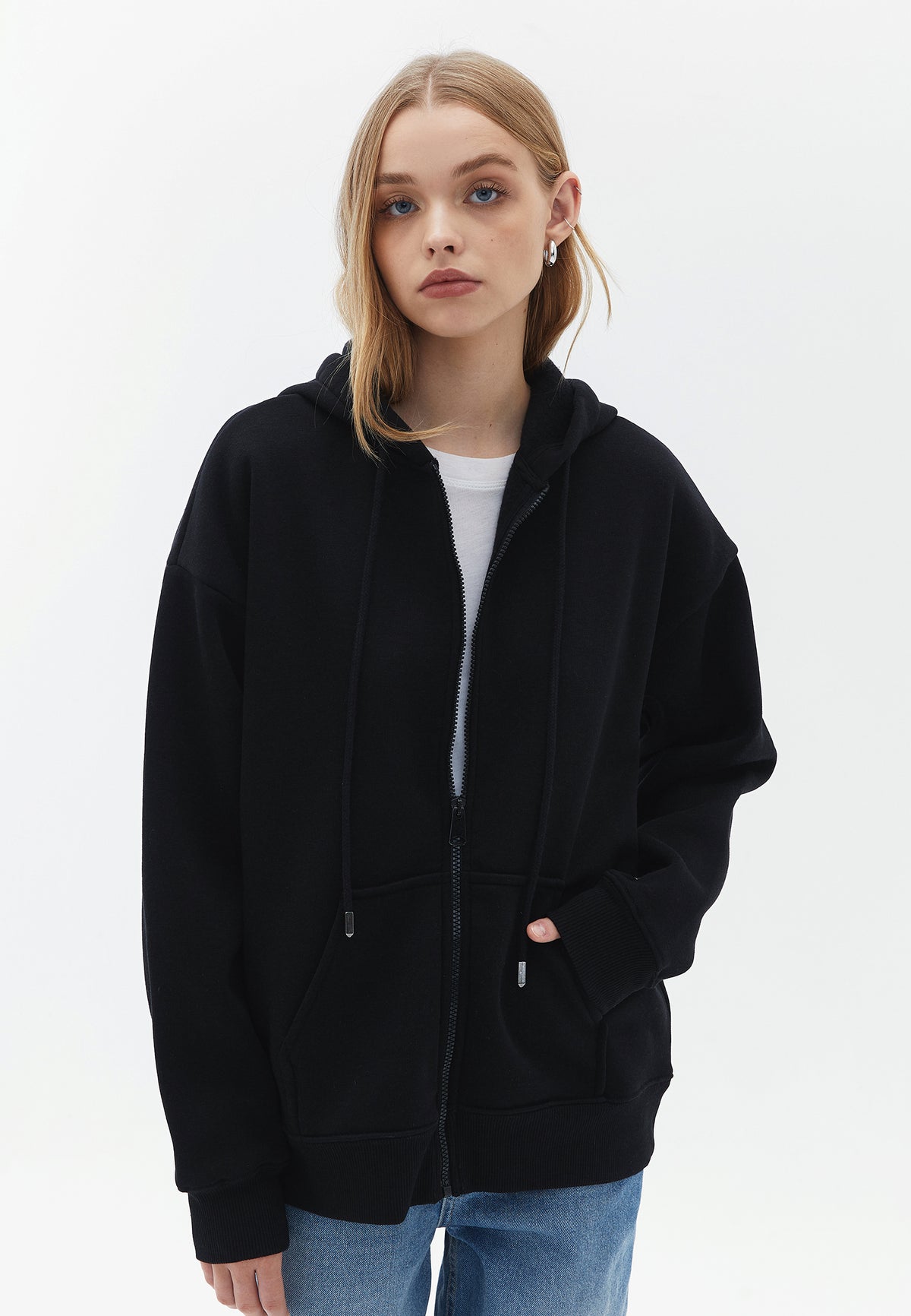 Oversize Tunic Sweatshirt - BLACK