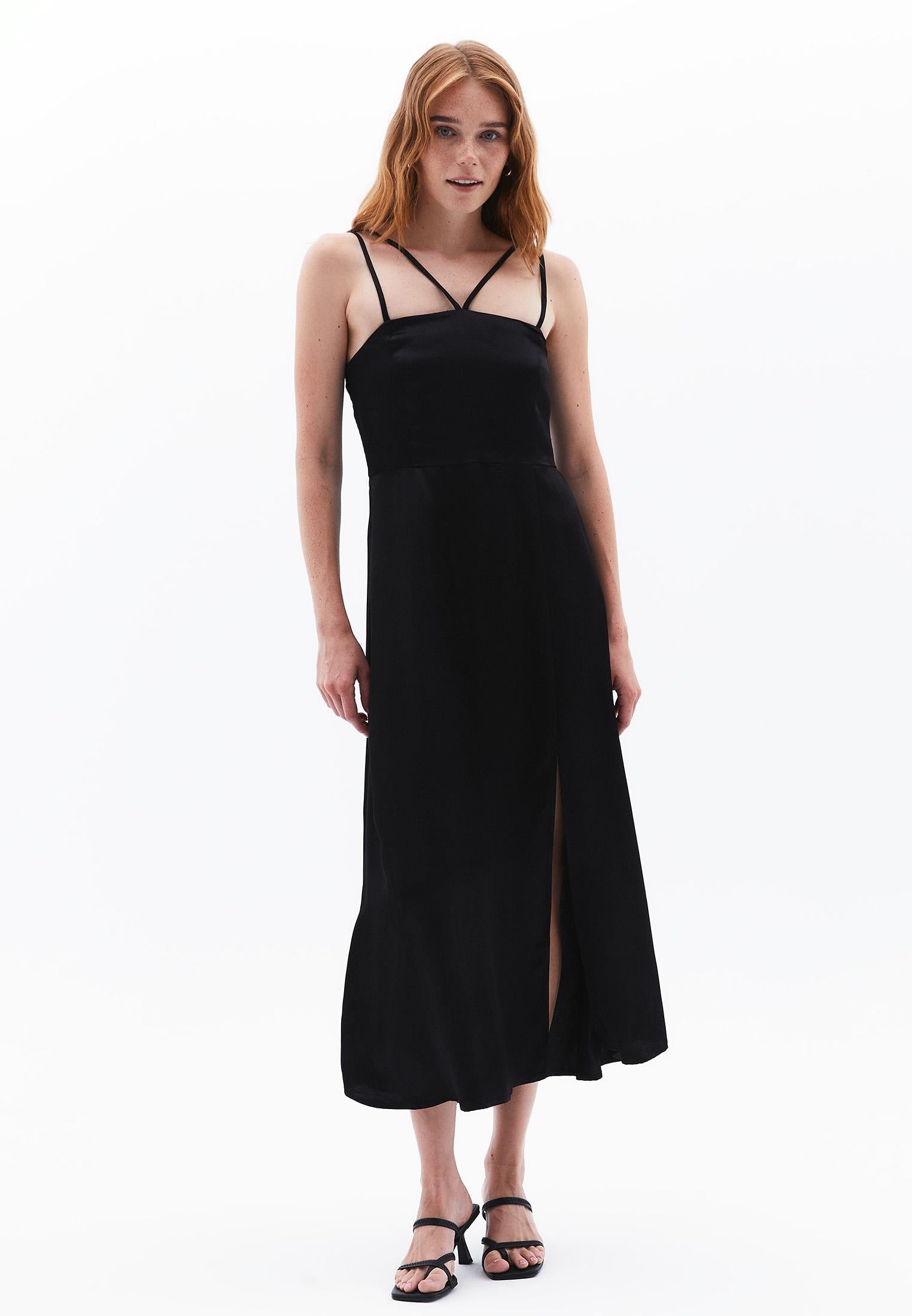 Square Neck Midi Dress - BLACK