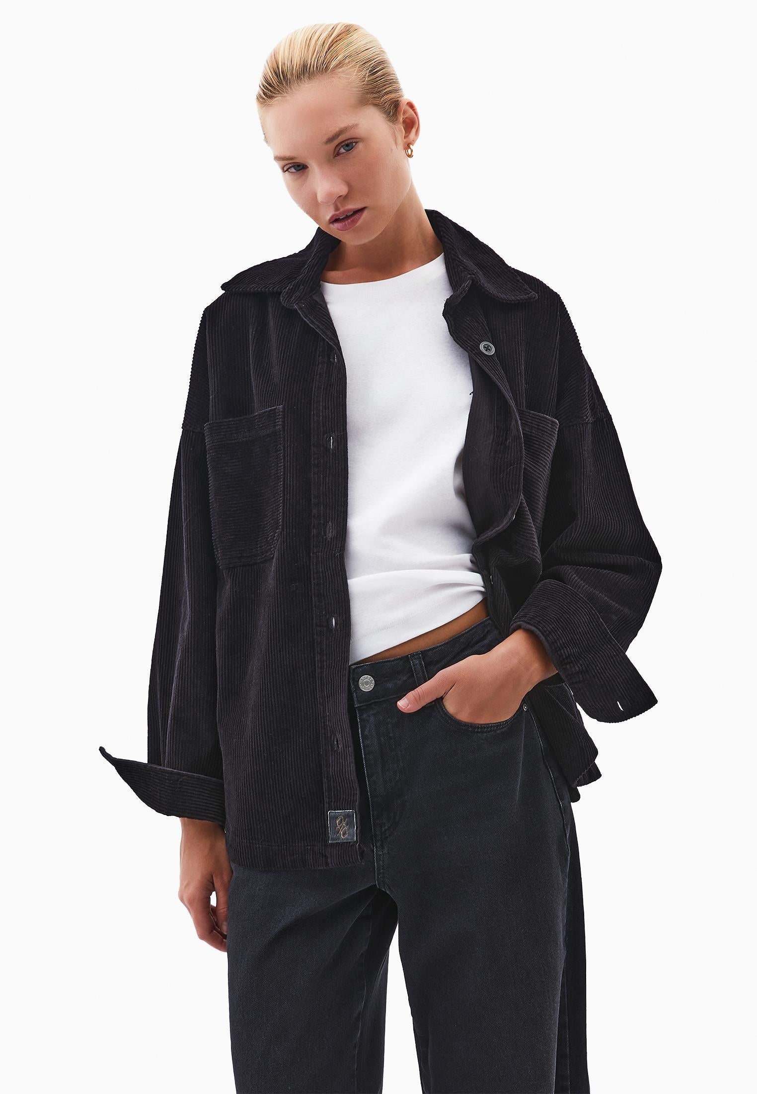 Cotton Oversize Shirt - BLACK