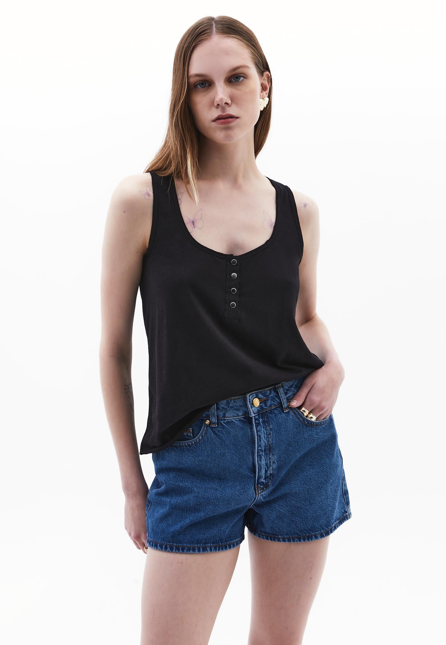 Tank Top With Modal Content - BLACK