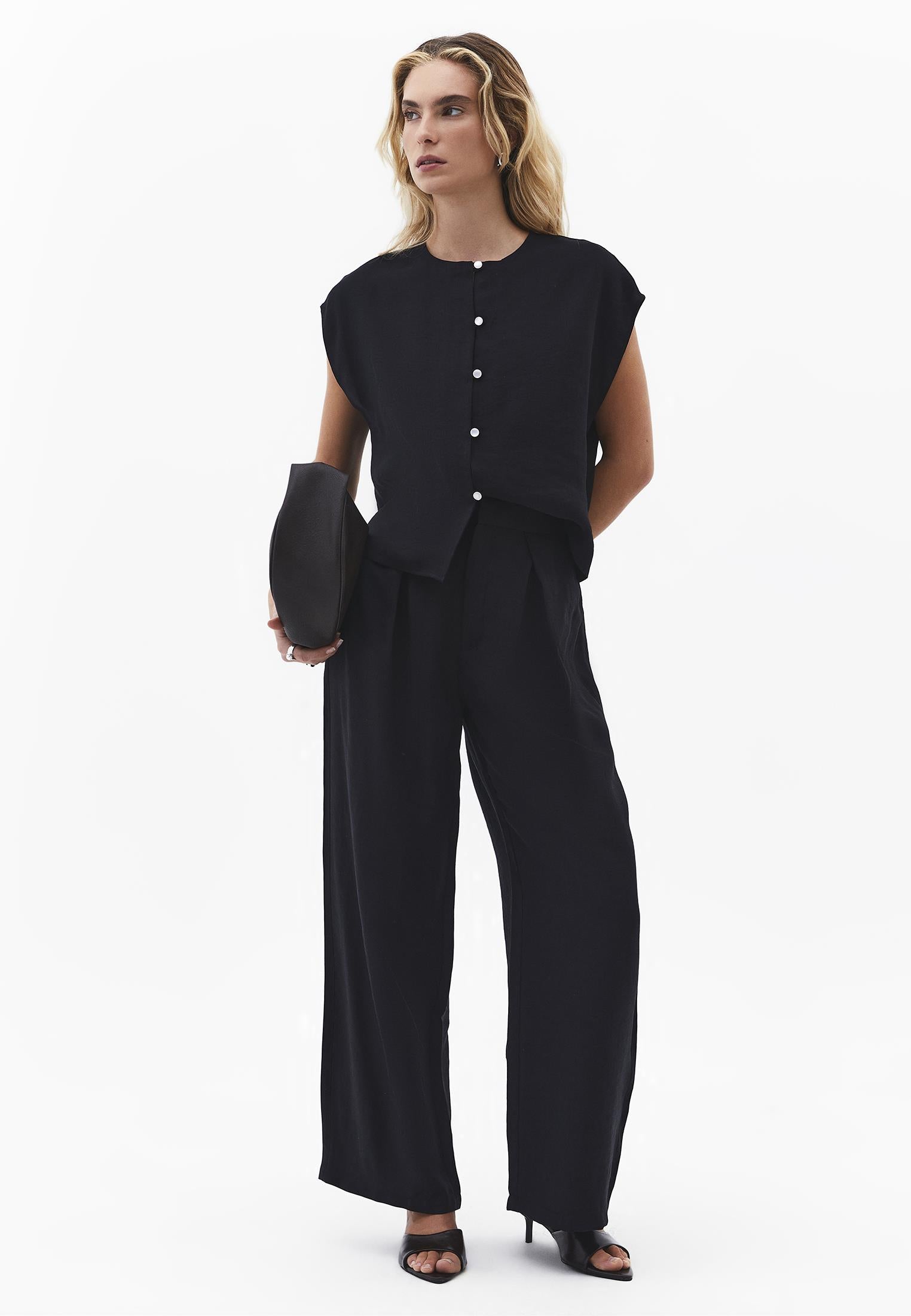 Wide Leg Pants - BLACK