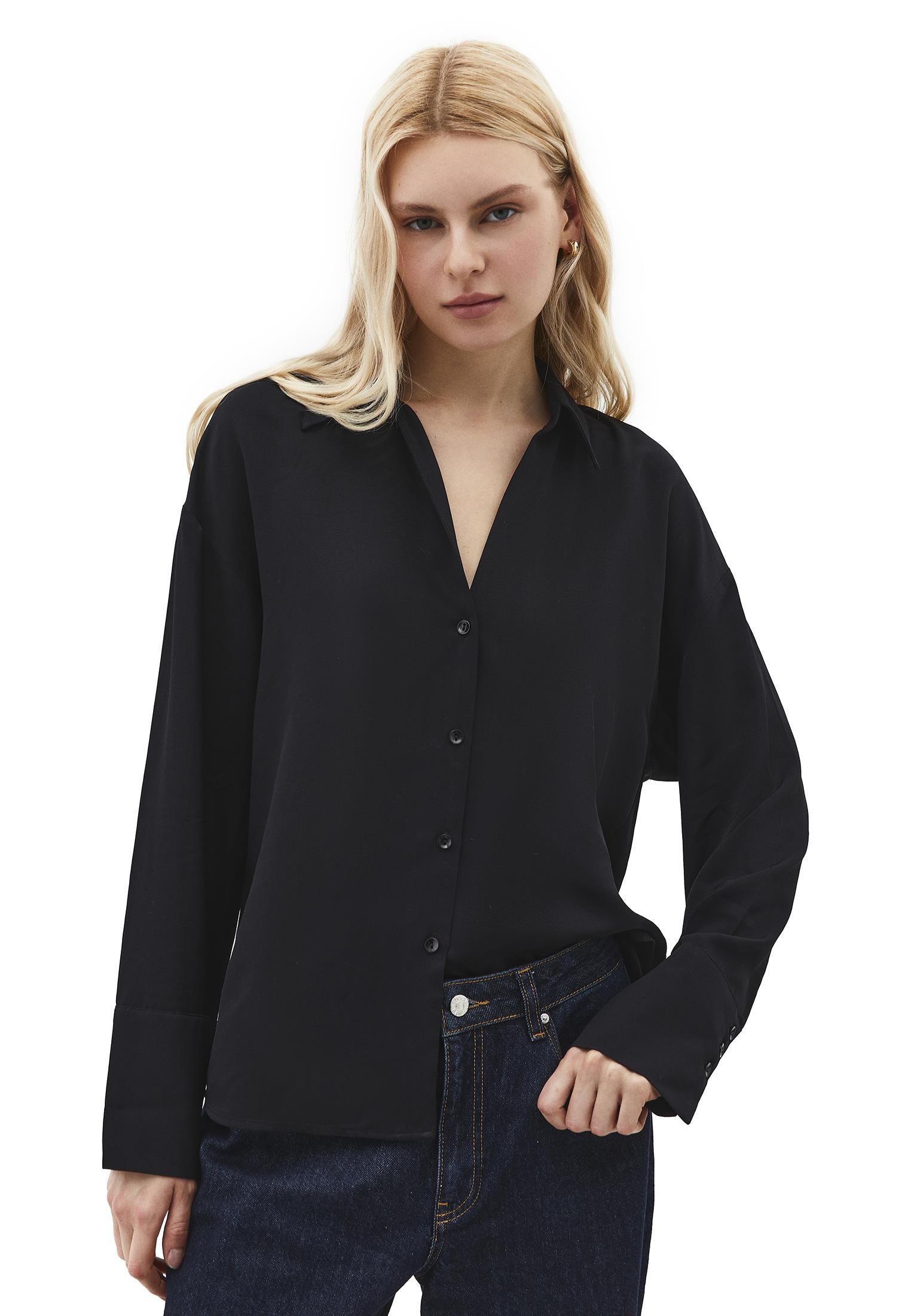 Loose Fit Button Detailed Shirt - BLACK