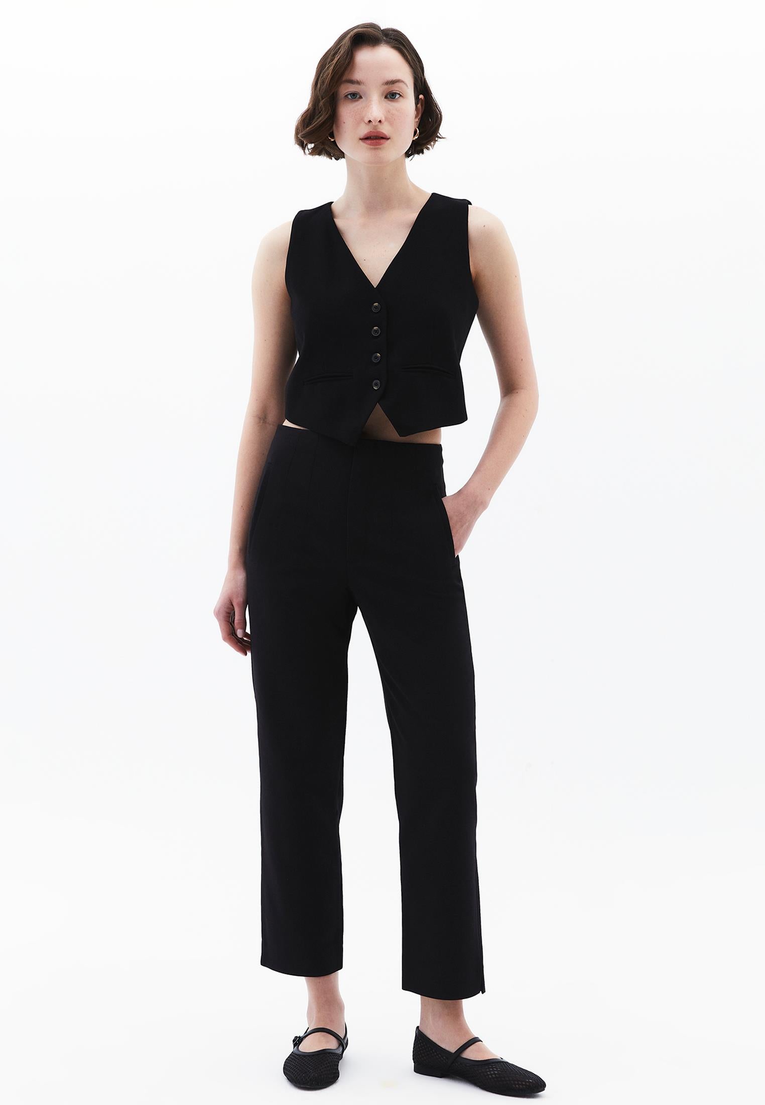 Carrot Cut Ultra High Waist Standard Pants - BLACK