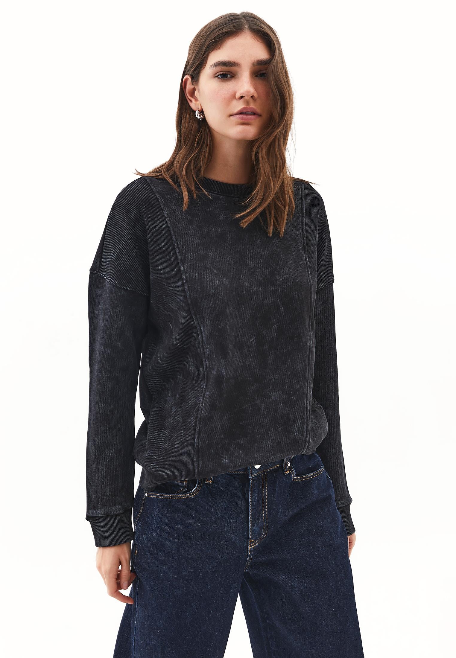 Zip Detailed Oversize Sweatshirt - BLACK