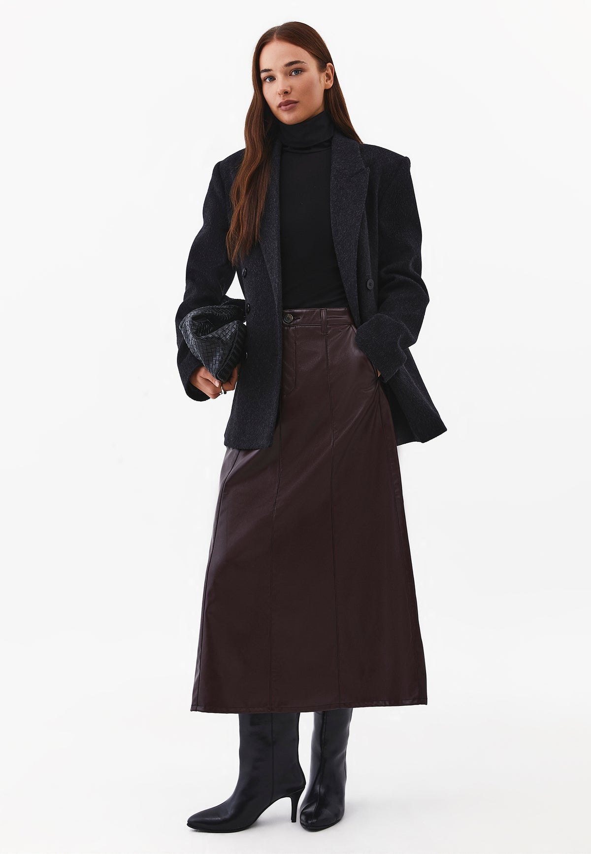 Turtleneck Long Sleeve Bodycon Top - BLACK