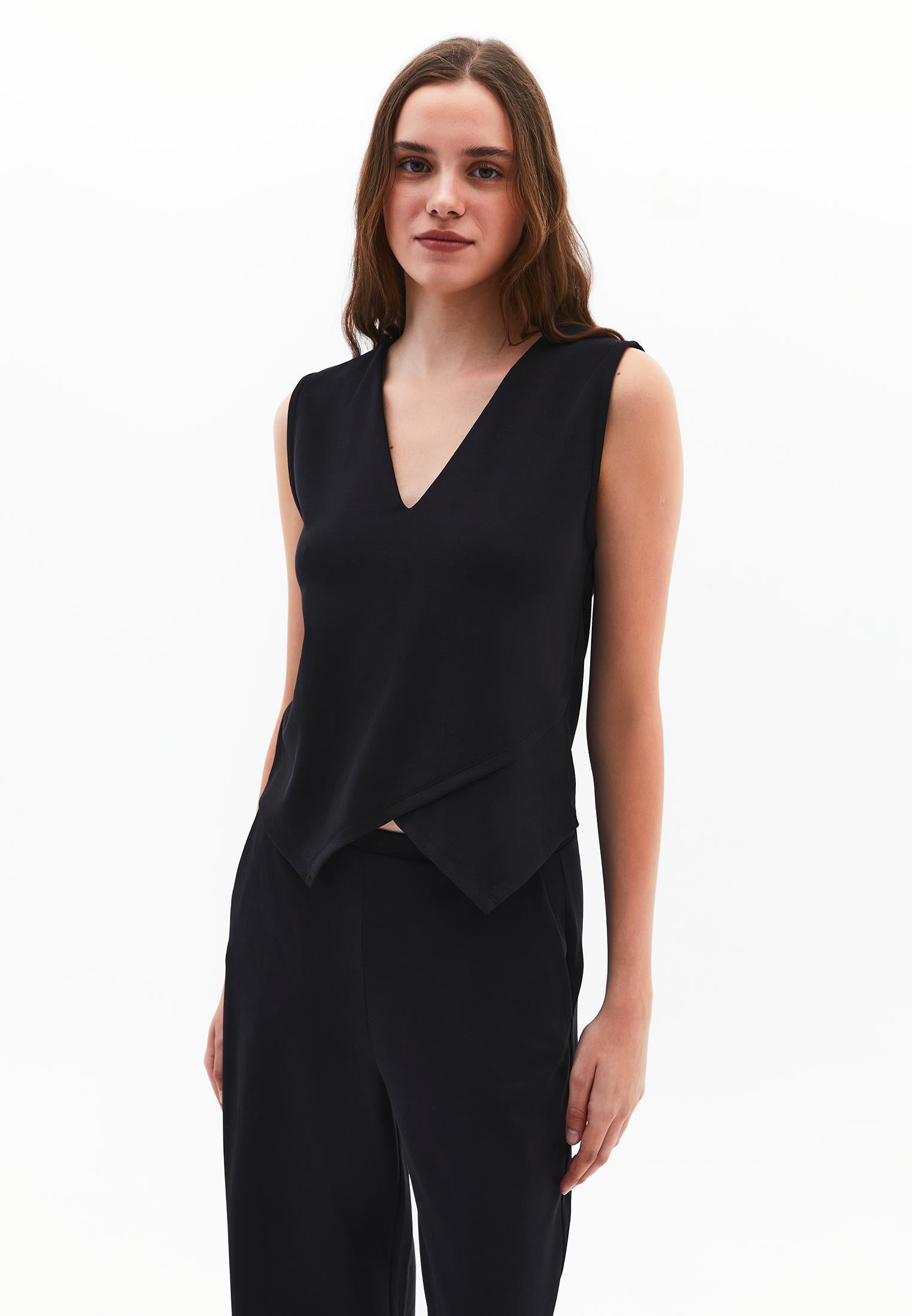 V Neck Easy To Combine Tank Top - BLACK