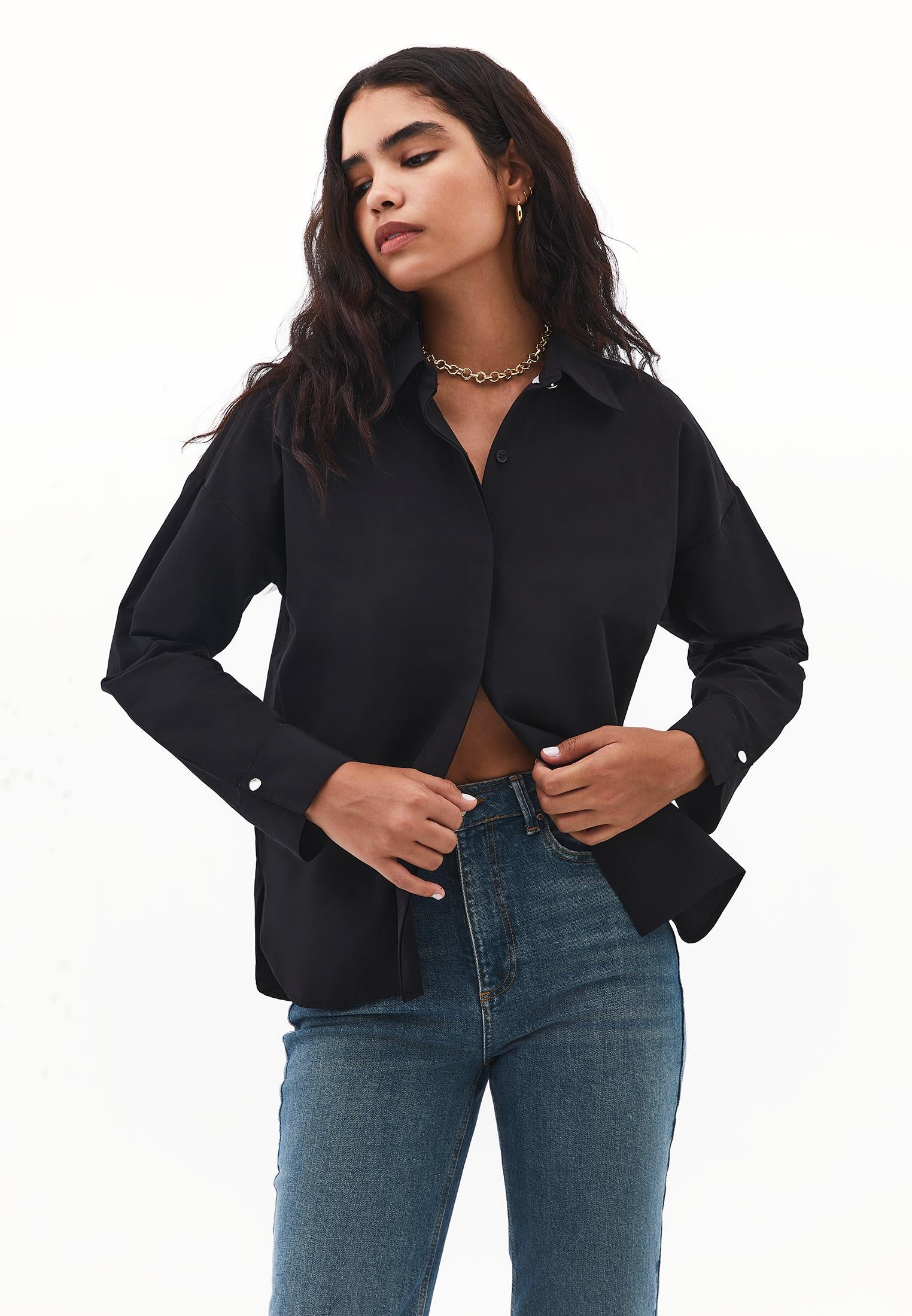 Shirt Model Poplin Weave - BLACK
