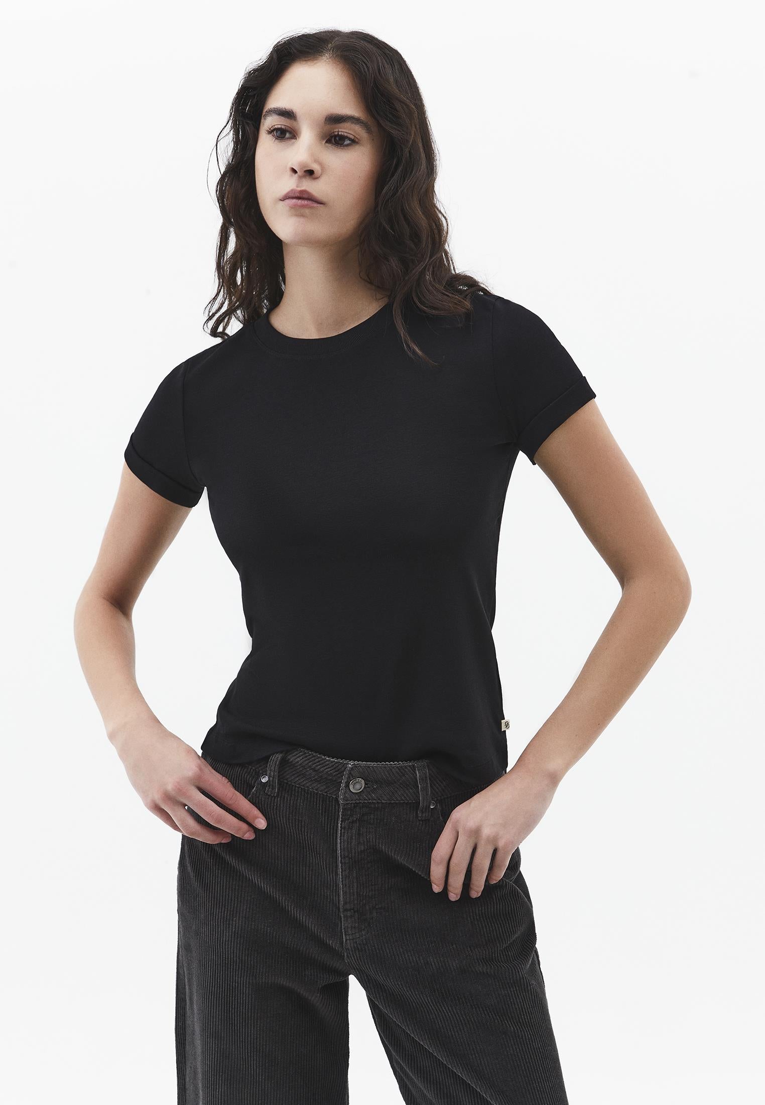 Crew Neck Short Sleeve T-Shirt - BLACK