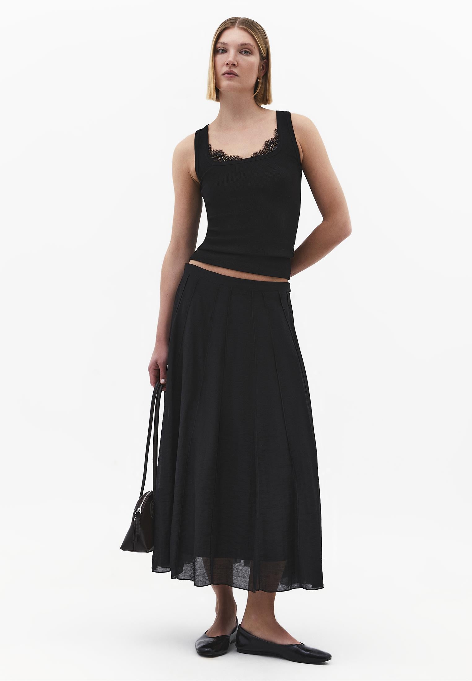 Square Neck Sleeveless Women's Tank Top - BLACK