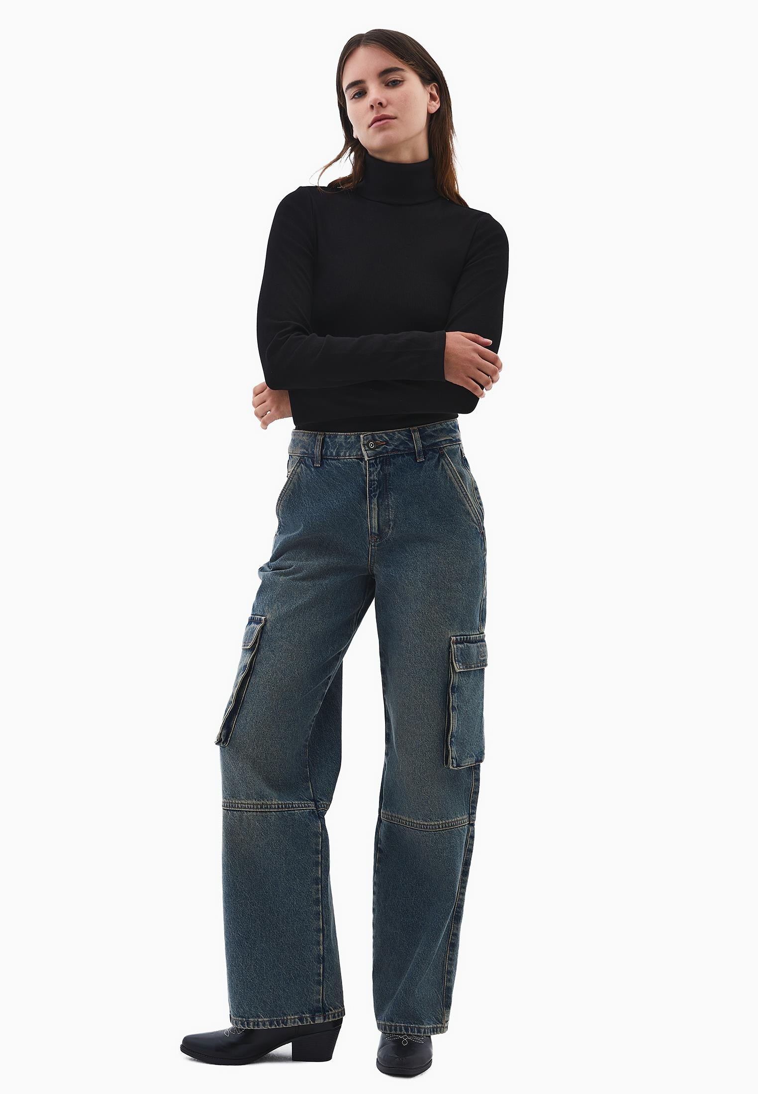 Turtleneck Long Sleeve Bodycon Top - BLACK