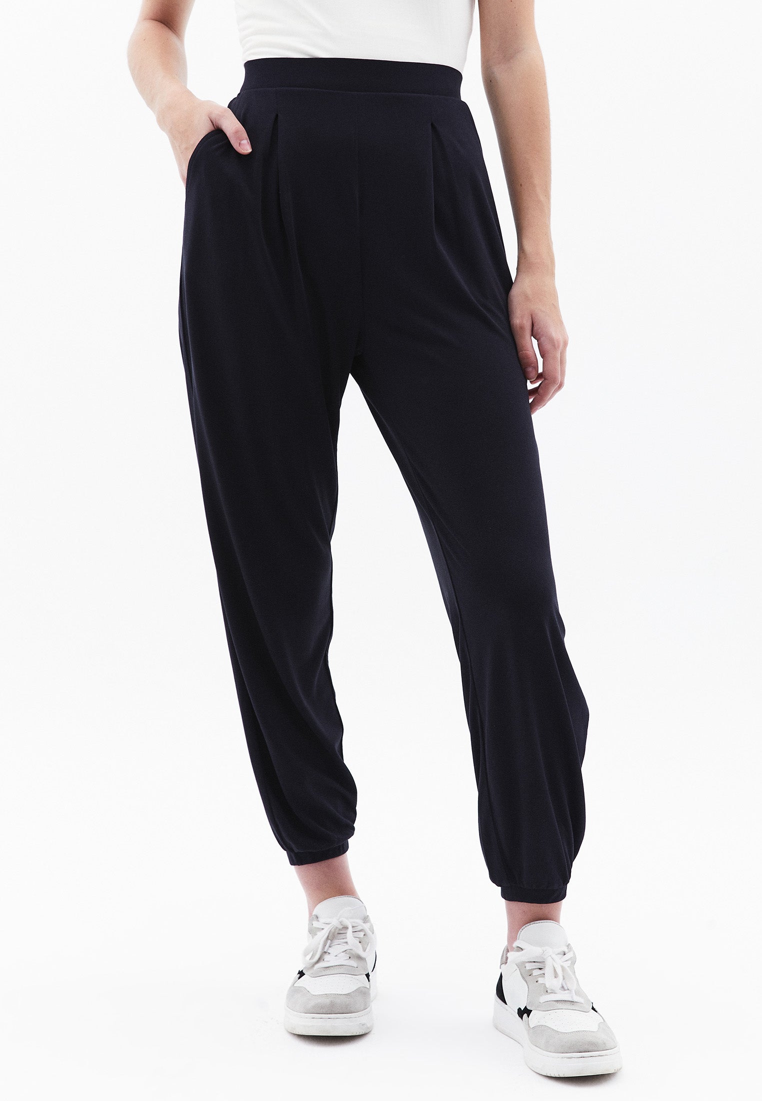 High Waist Jogger Pants - BLACK
