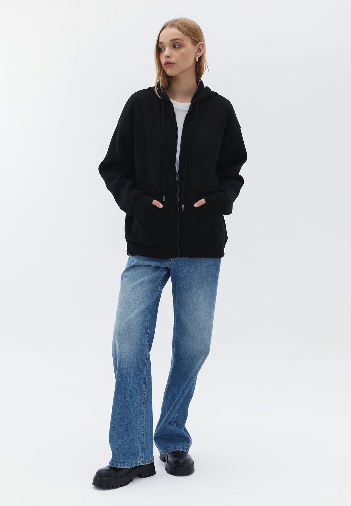 Oversize Tunic Sweatshirt - BLACK
