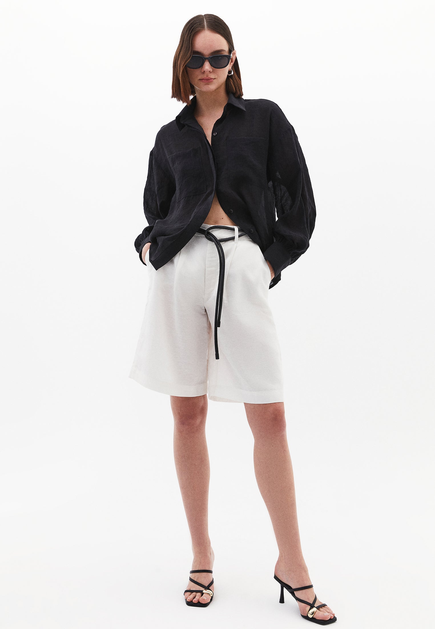 Loose Fit Long Sleeve Buttoned Shirt - BLACK