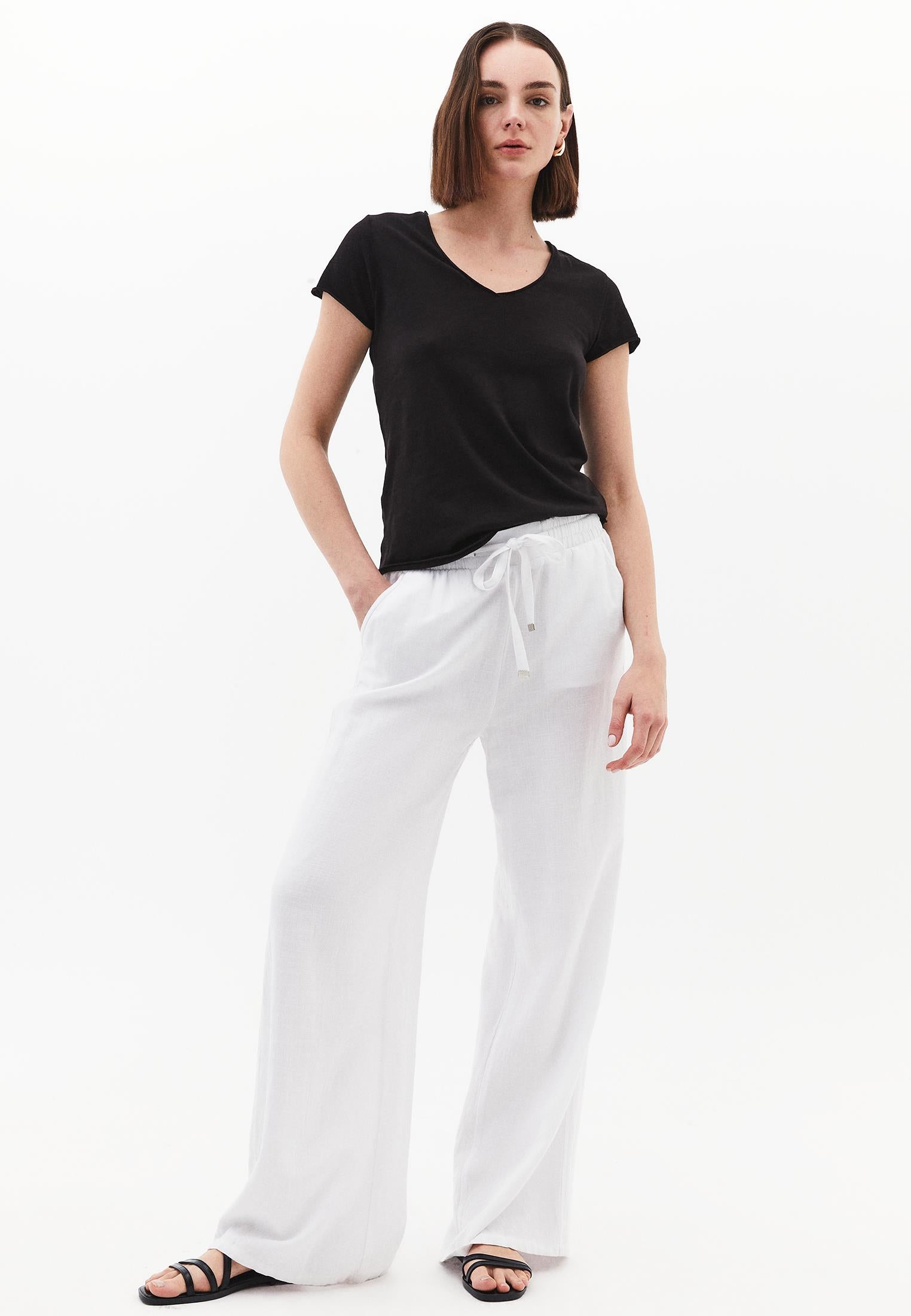 V Neck Short Sleeve Women's T-Shirt - BLACK