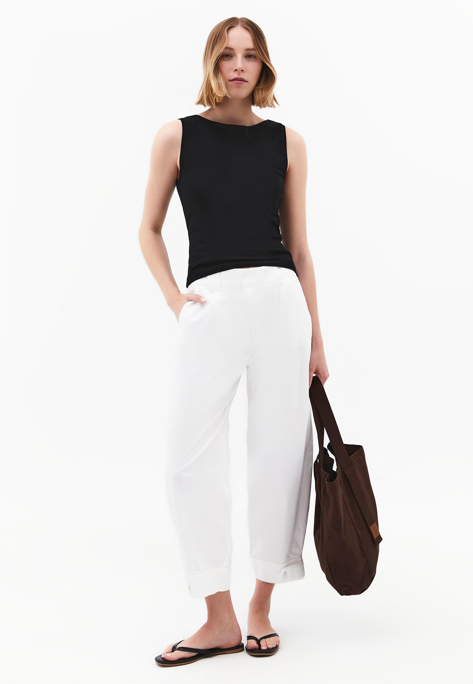 Boat Neck Tank Top - BLACK
