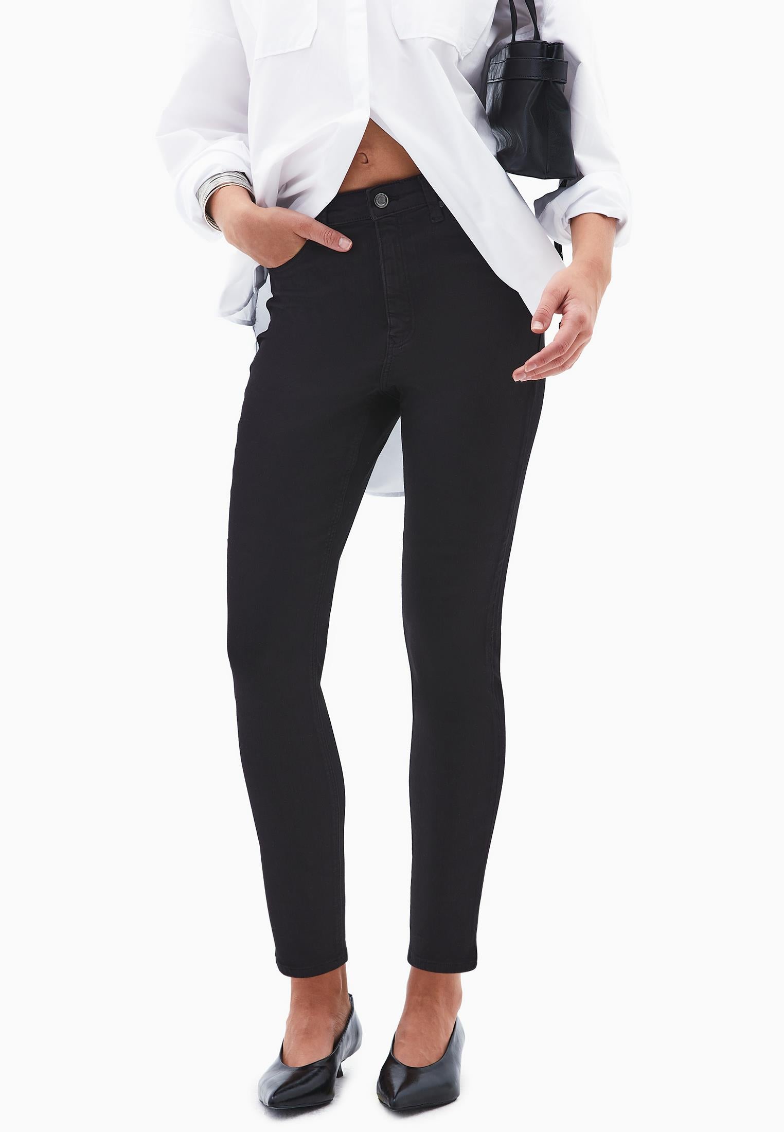 High Waist Ankle Pants - BLACK