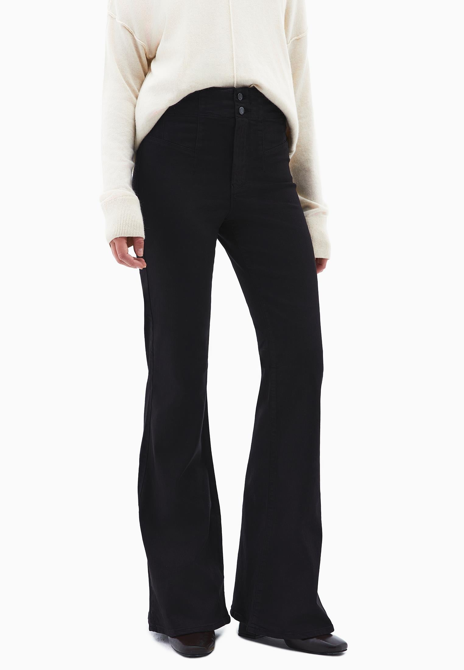 Long Slit Spanish Flared Pants - BLACK