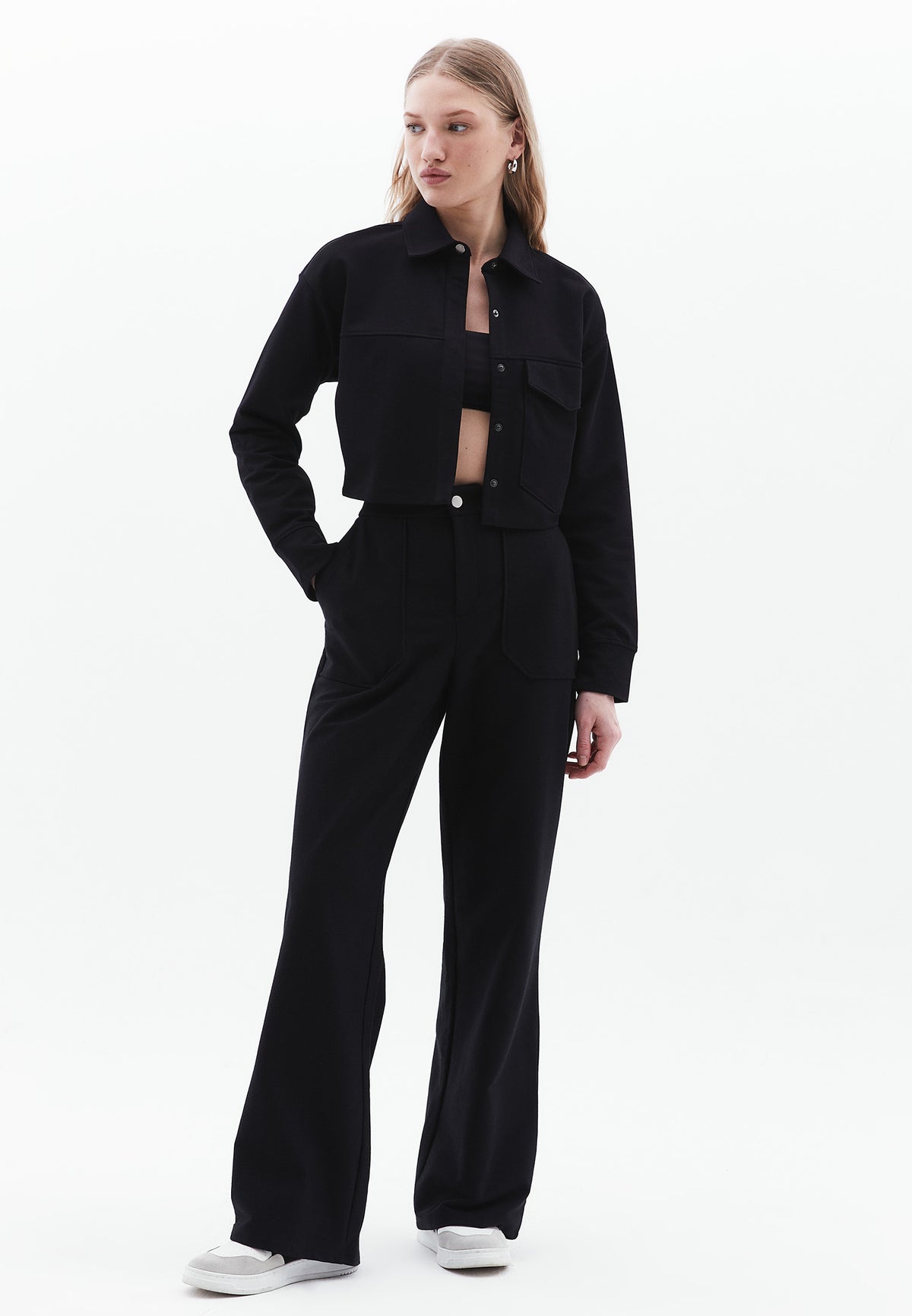 Pocket Crop Sweatshirt - BLACK