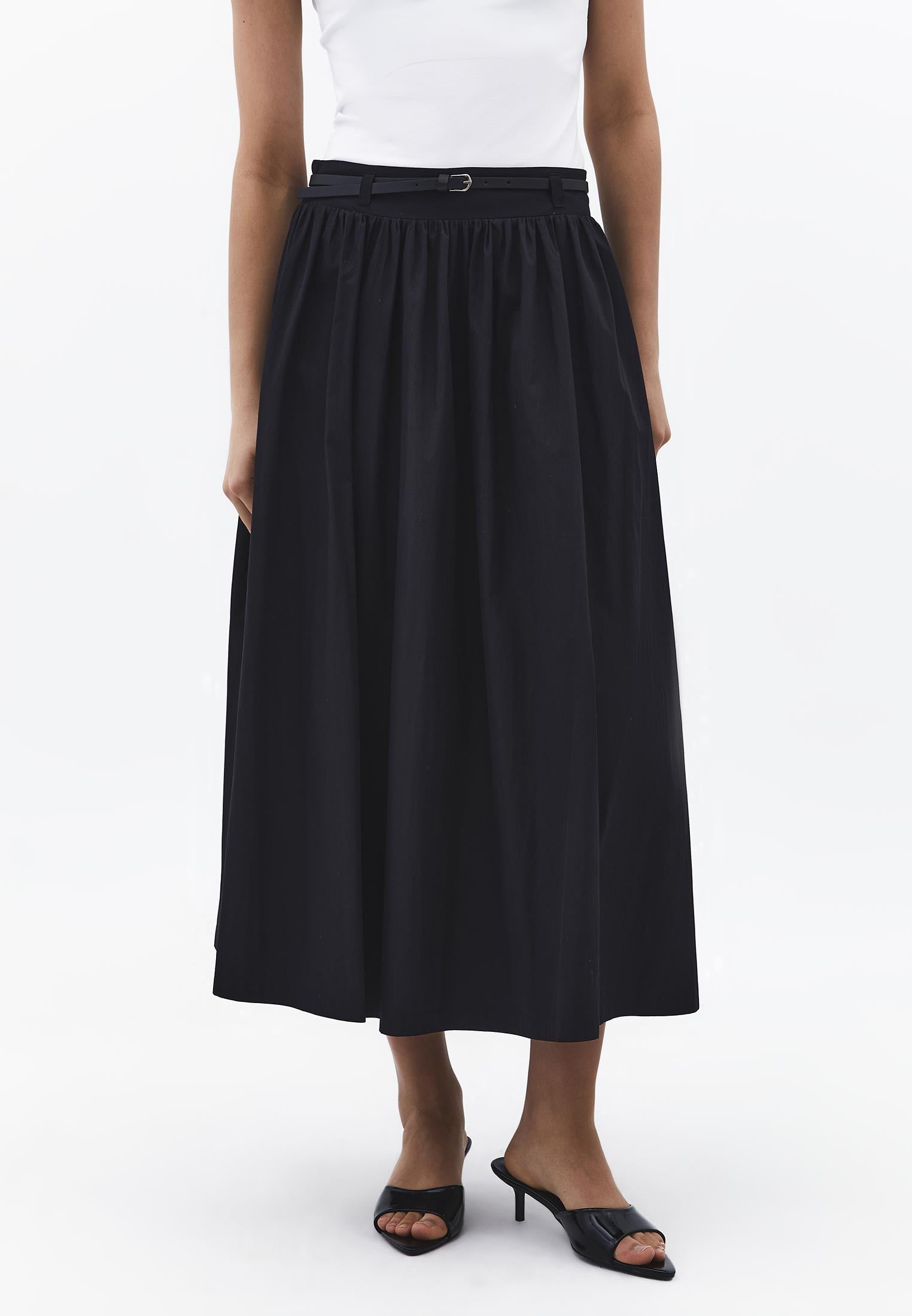 A-Line Long Skirt - BLACK