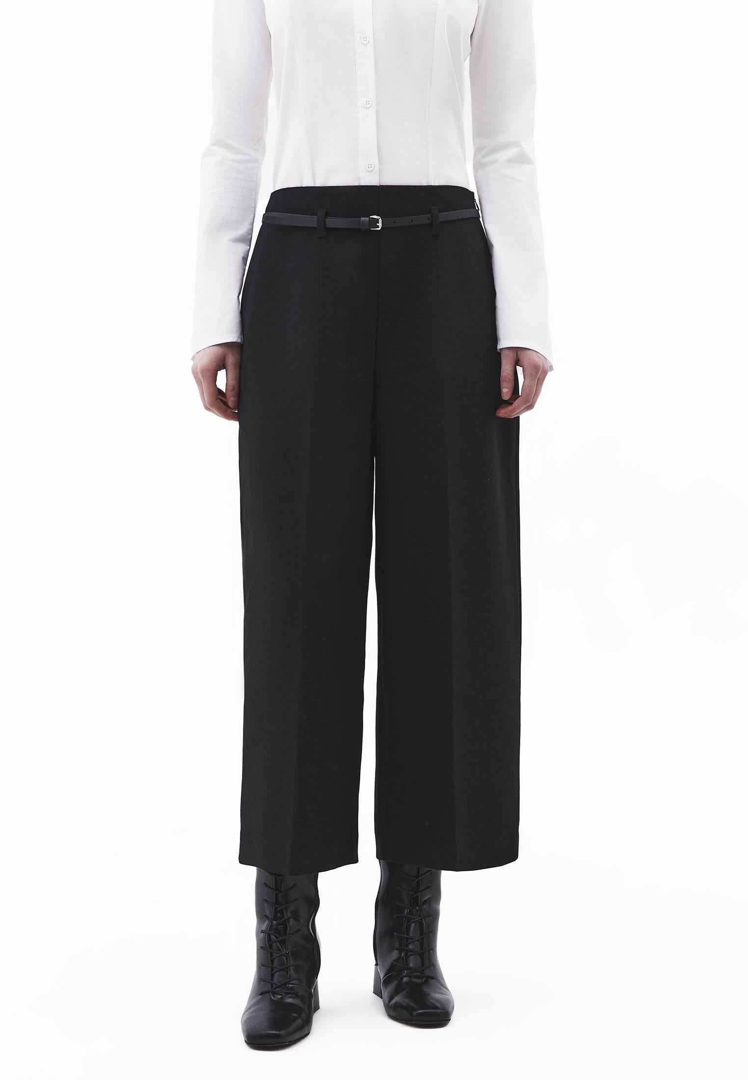 Ultra High Waist Wide Leg Pants - BLACK