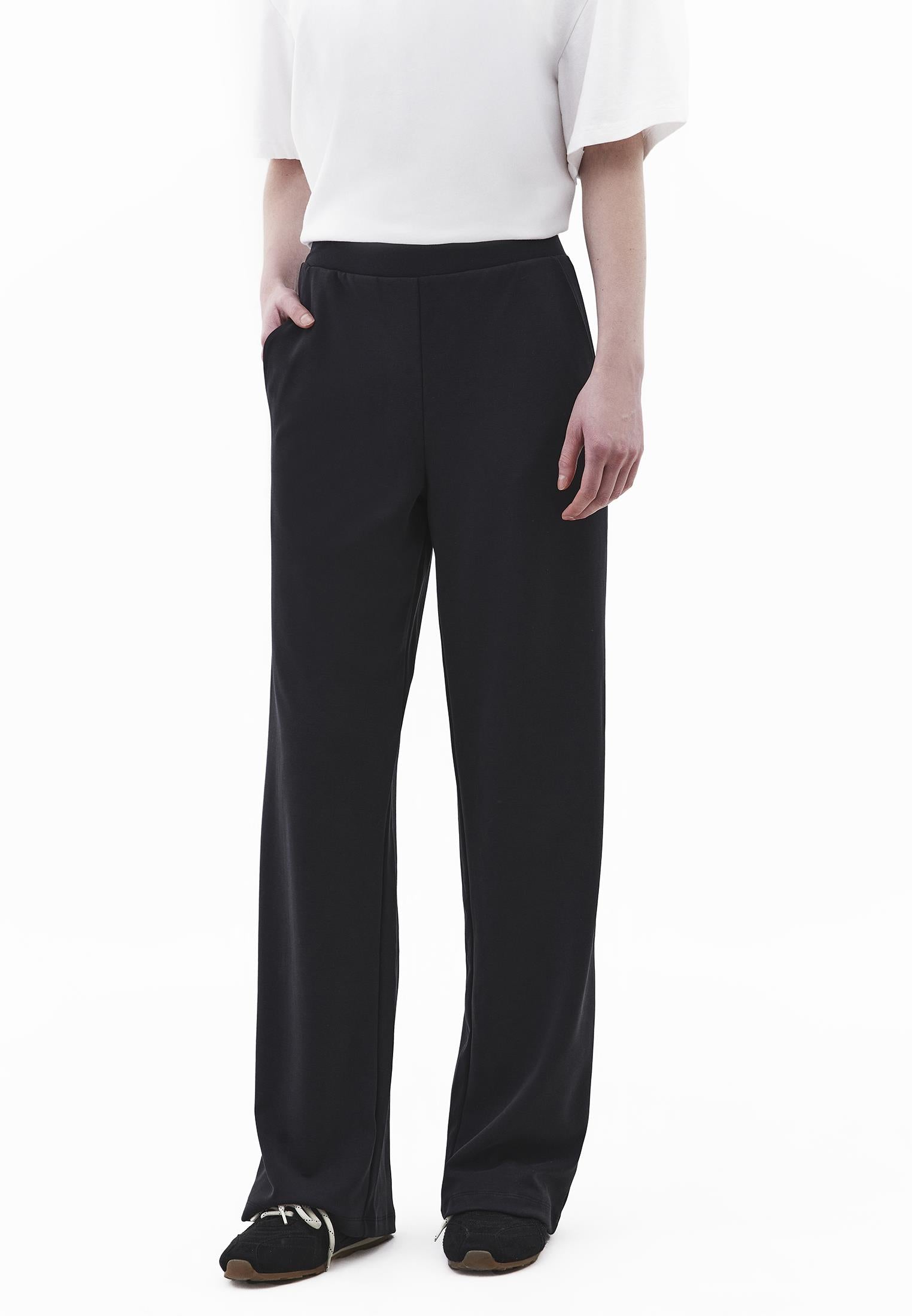 Straight Leg High Waist Sweatpant - BLACK