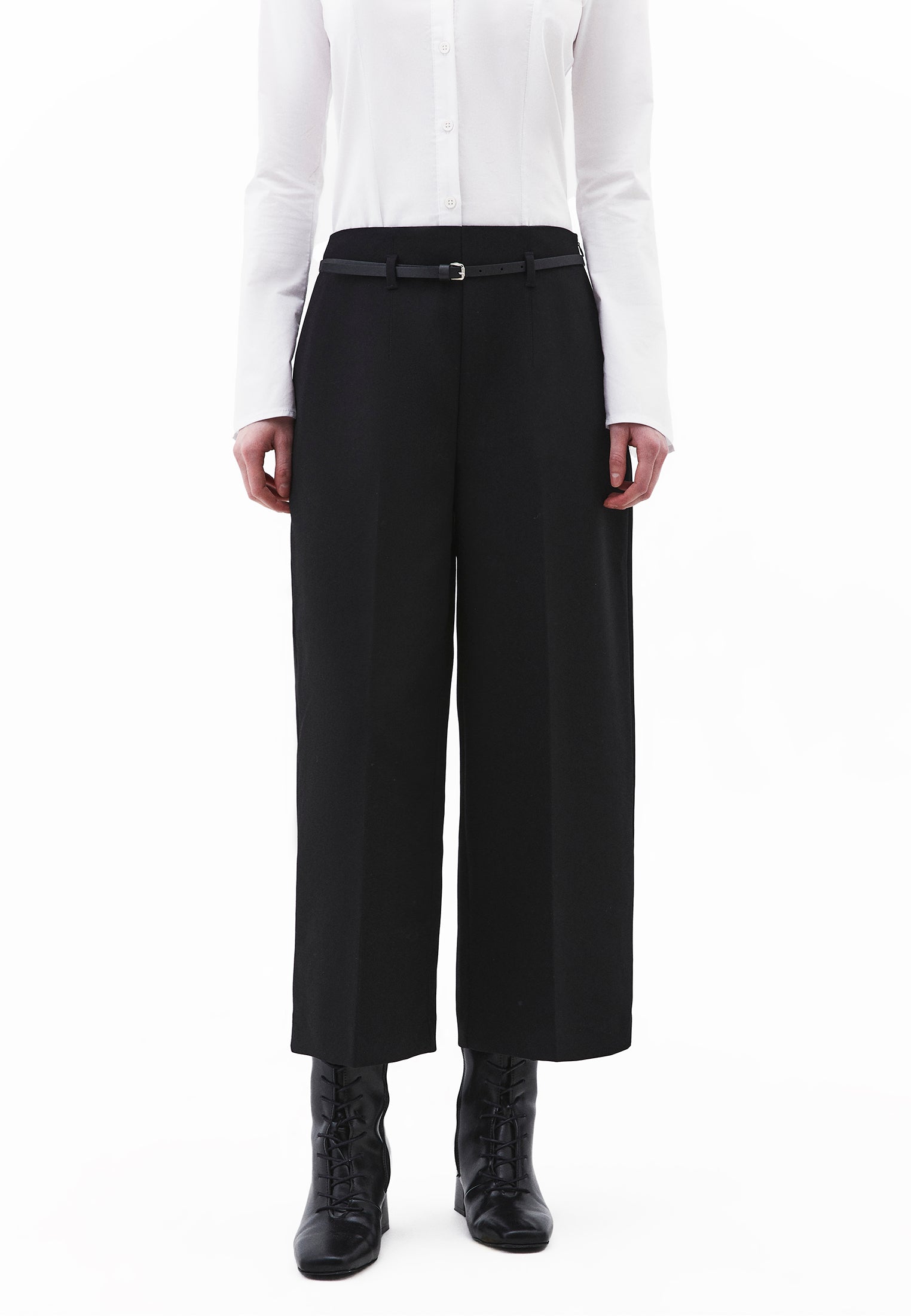 Ultra High Waist Wide Leg Pants - BLACK